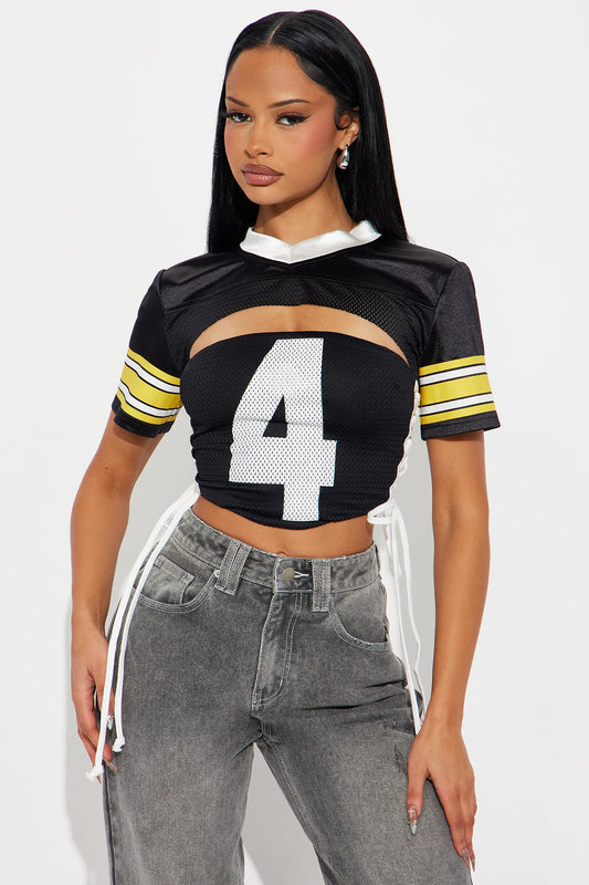 #4 Game Day 2 Piece Cropped Jersey - Black