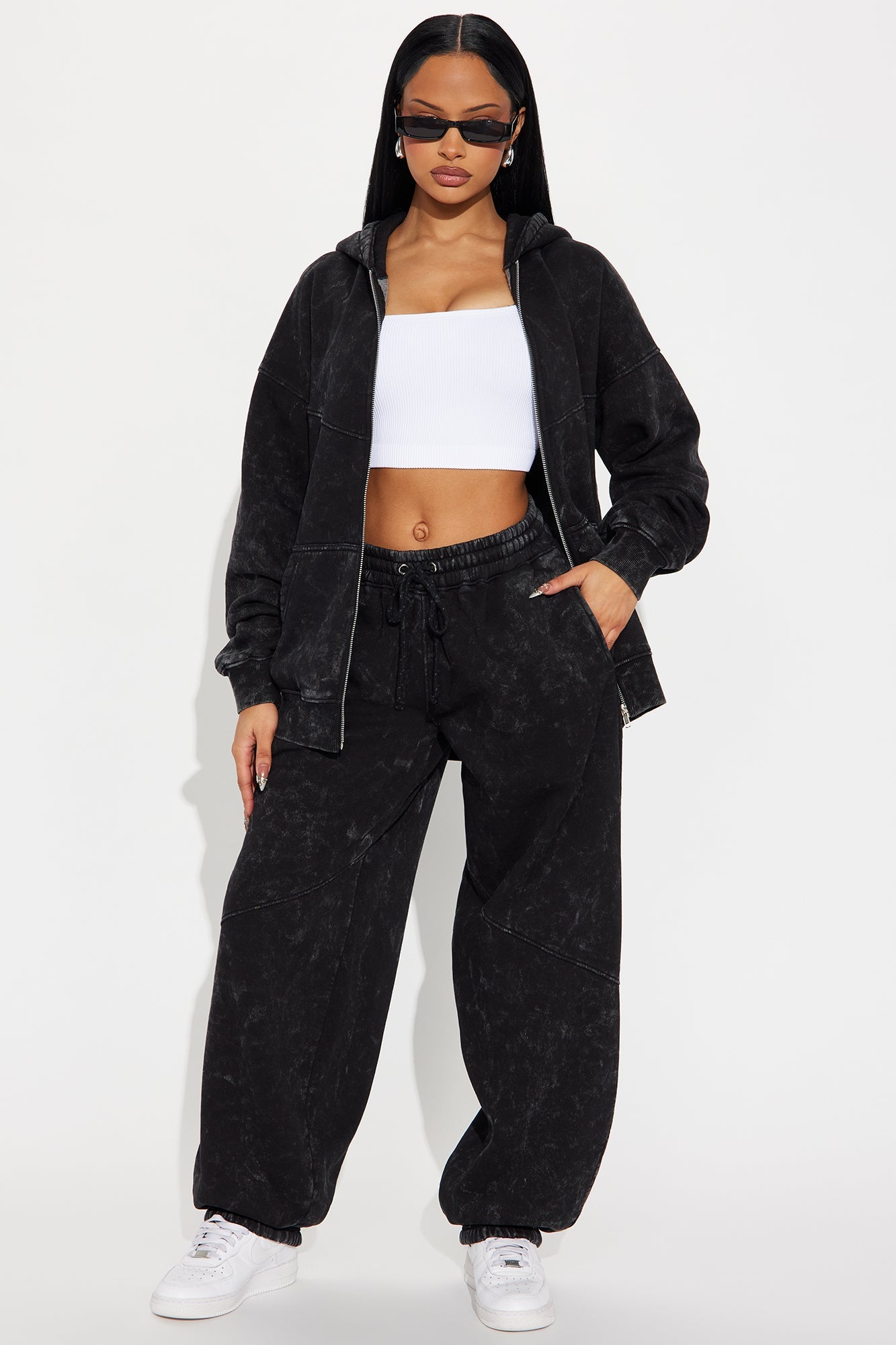 Kathleen Washed Fleece Lounge Jogger - Charcoal