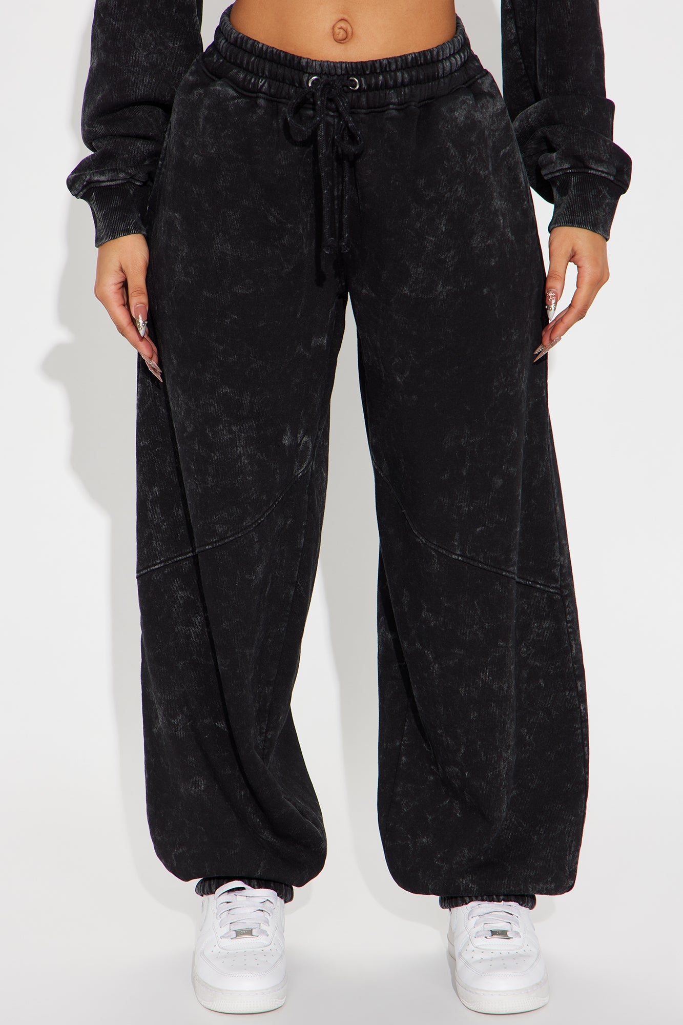 Kathleen Washed Fleece Lounge Jogger - Charcoal