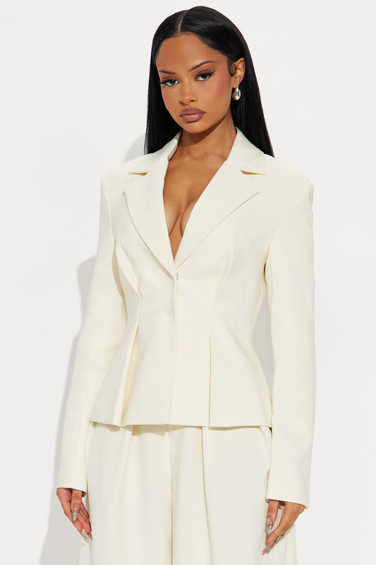 Luxe Living Pleated Blazer - Ivory