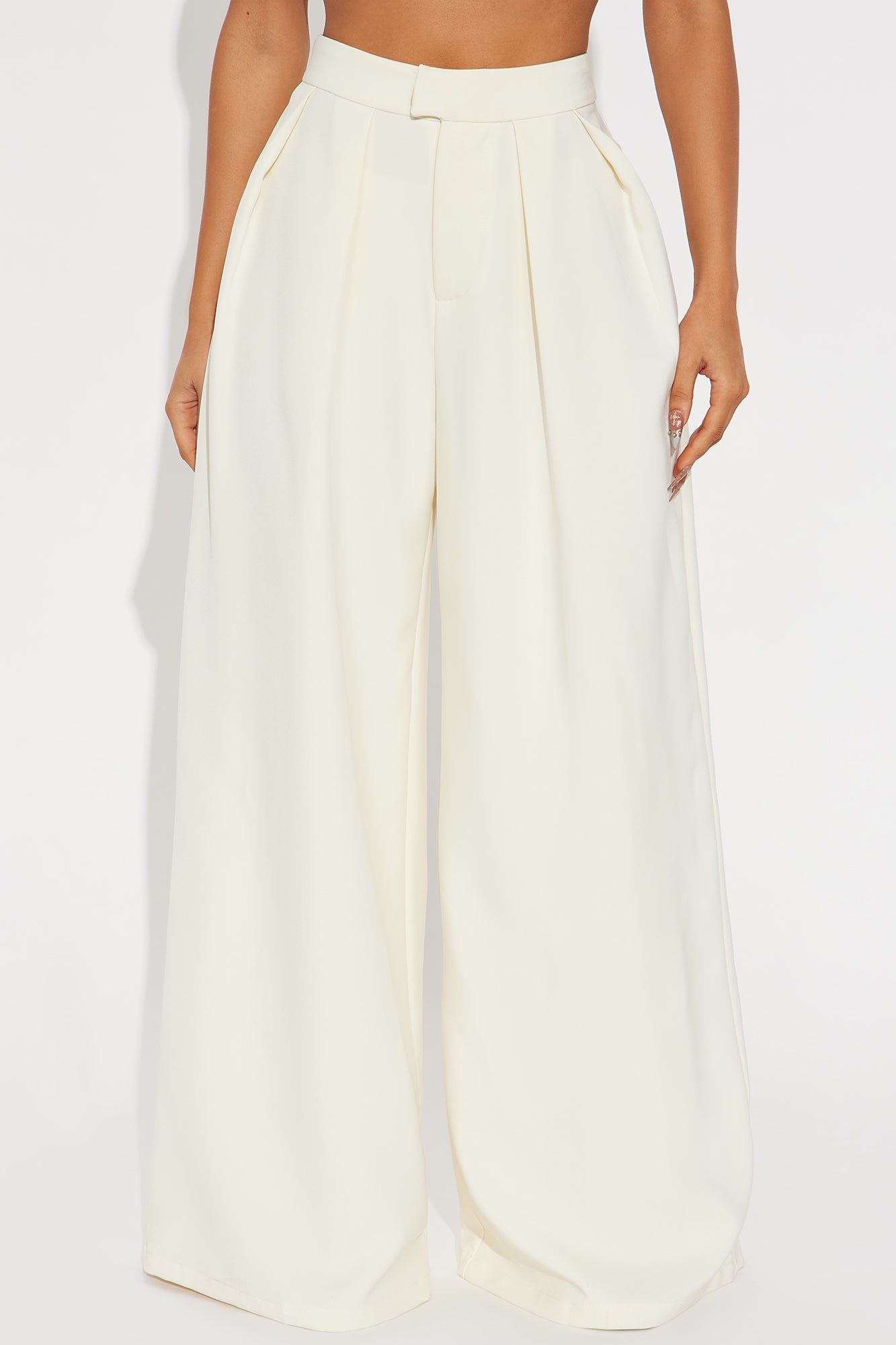 Luxe Living Pleated Trouser Pant 32″ - Ivory