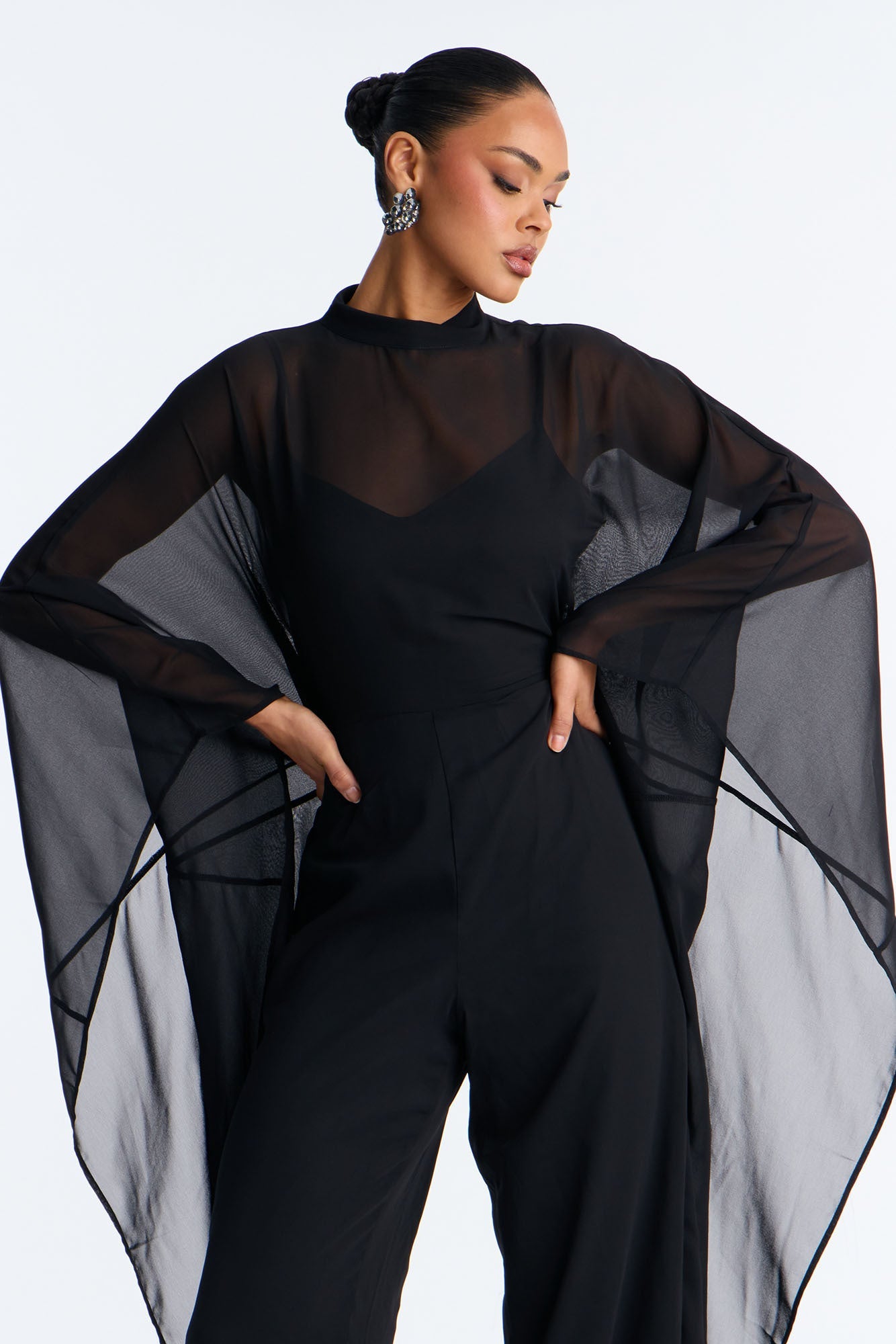 Rosalia Draped Wide Leg Jumpsuit - Black