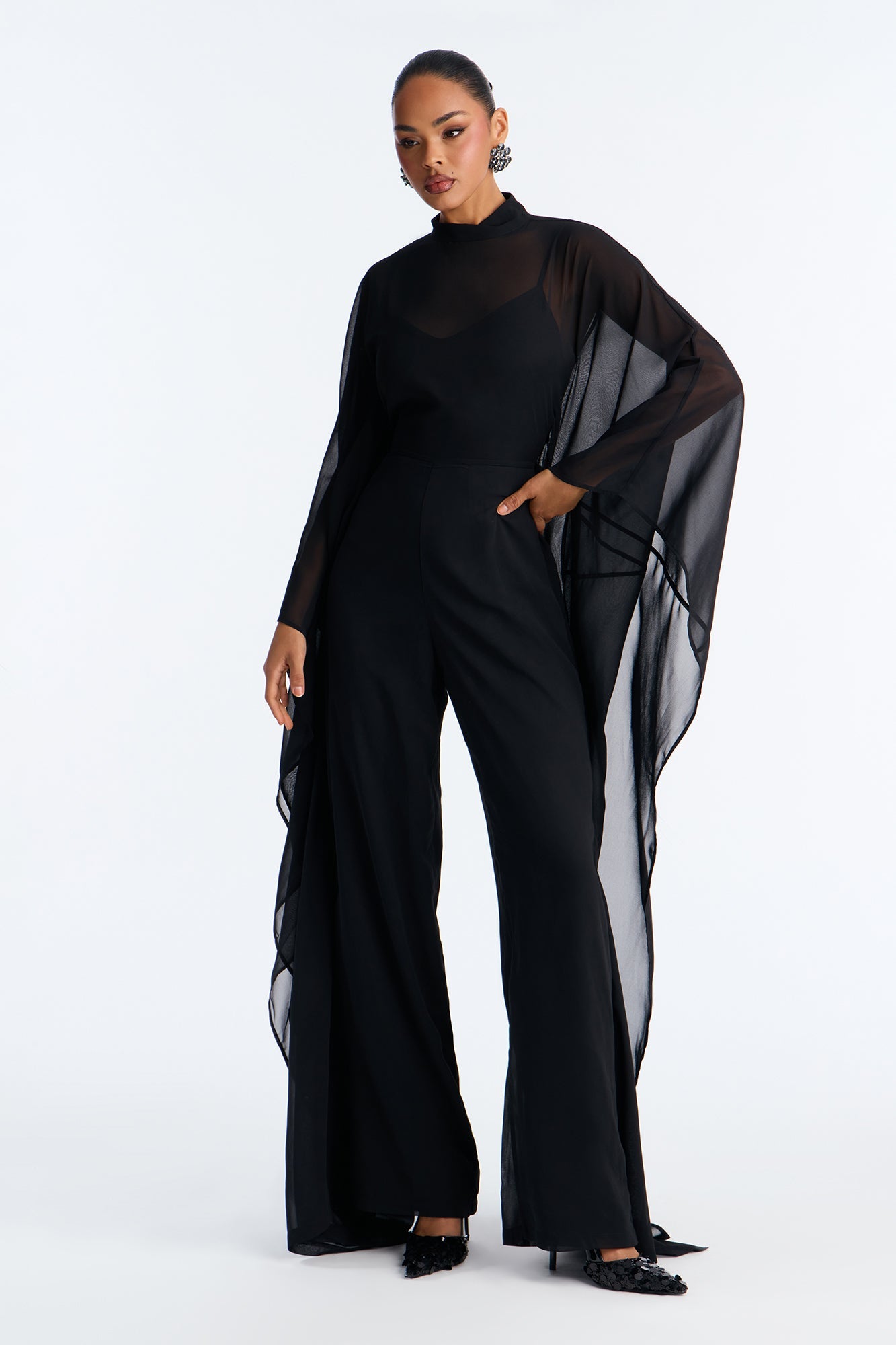 Rosalia Draped Wide Leg Jumpsuit - Black