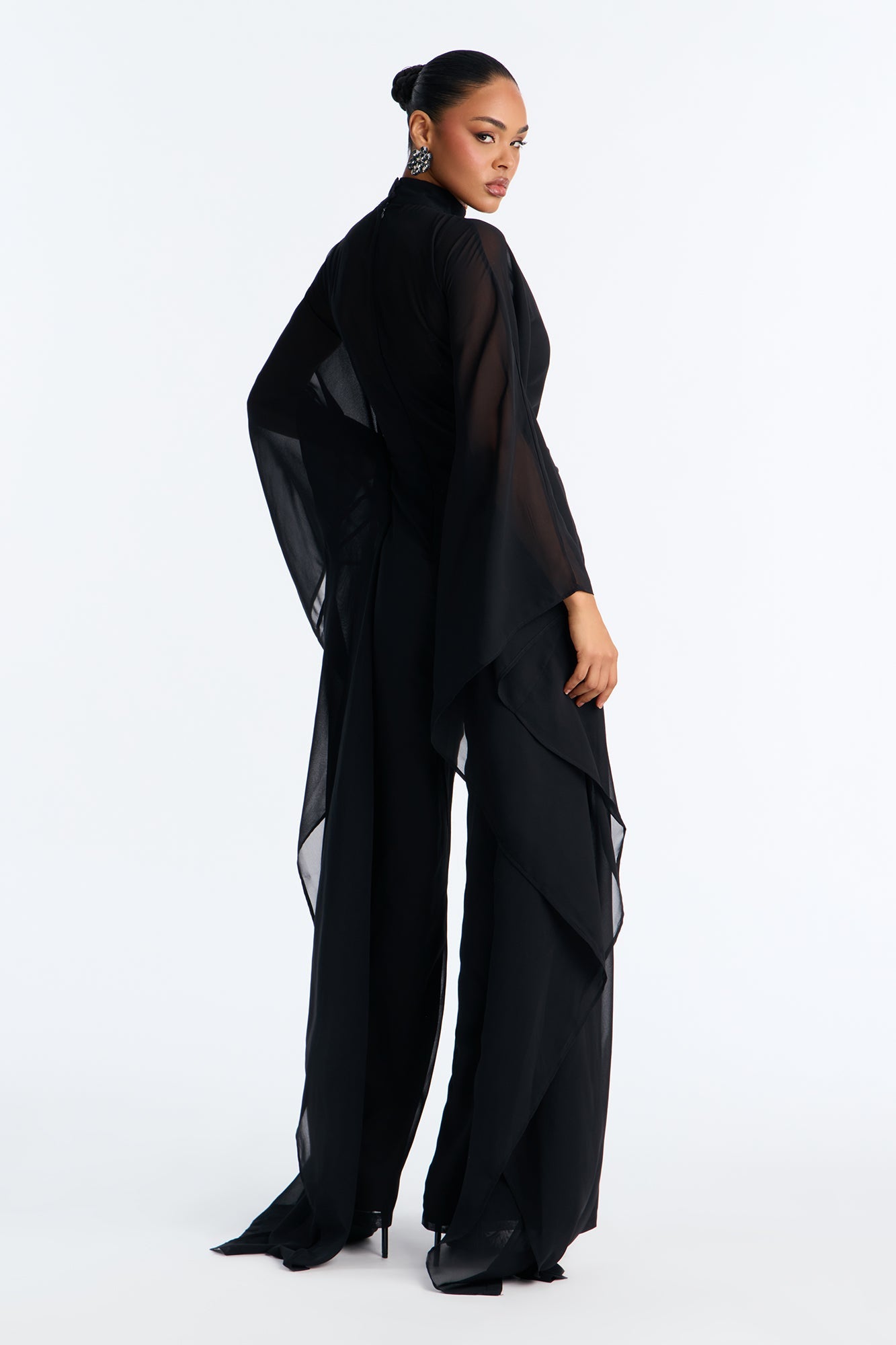 Rosalia Draped Wide Leg Jumpsuit - Black