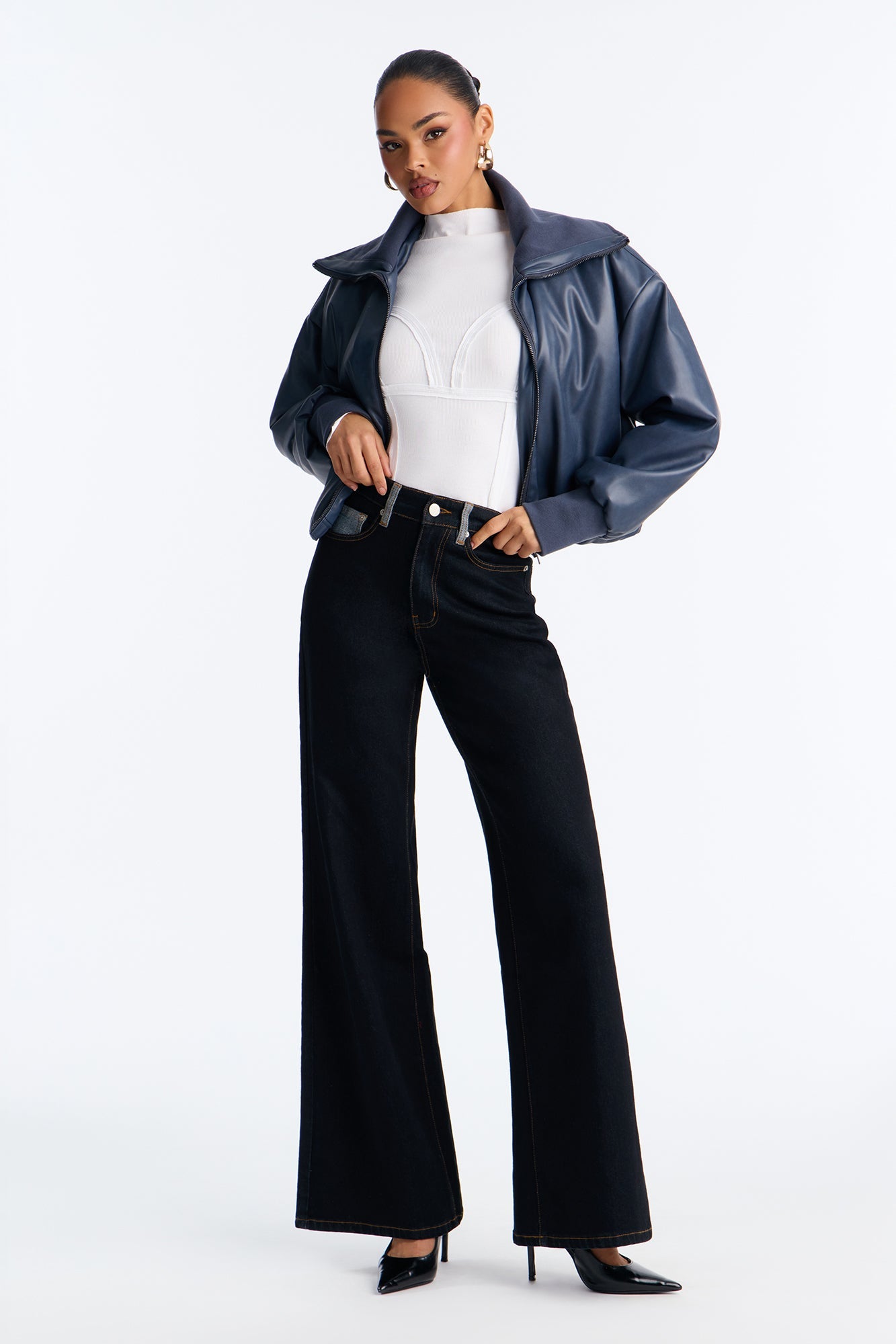 Highlands Wide Leg Jeans - Dark Denim