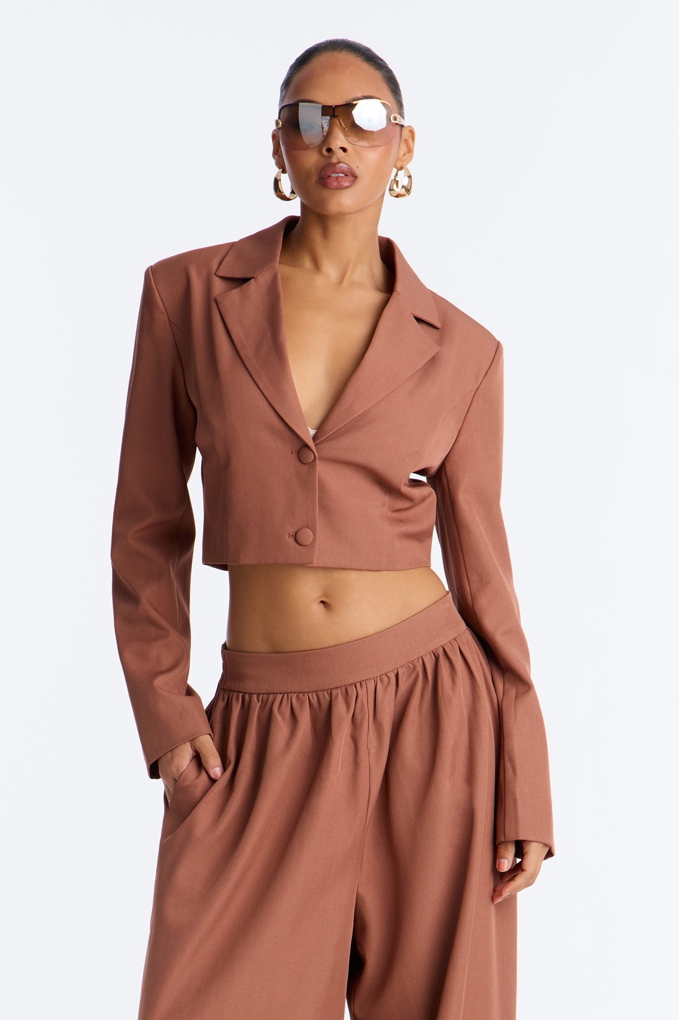 Bianka Blazer Balloon Pant Set - Rust