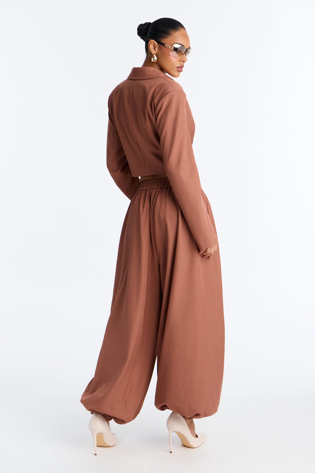 Bianka Blazer Balloon Pant Set - Rust