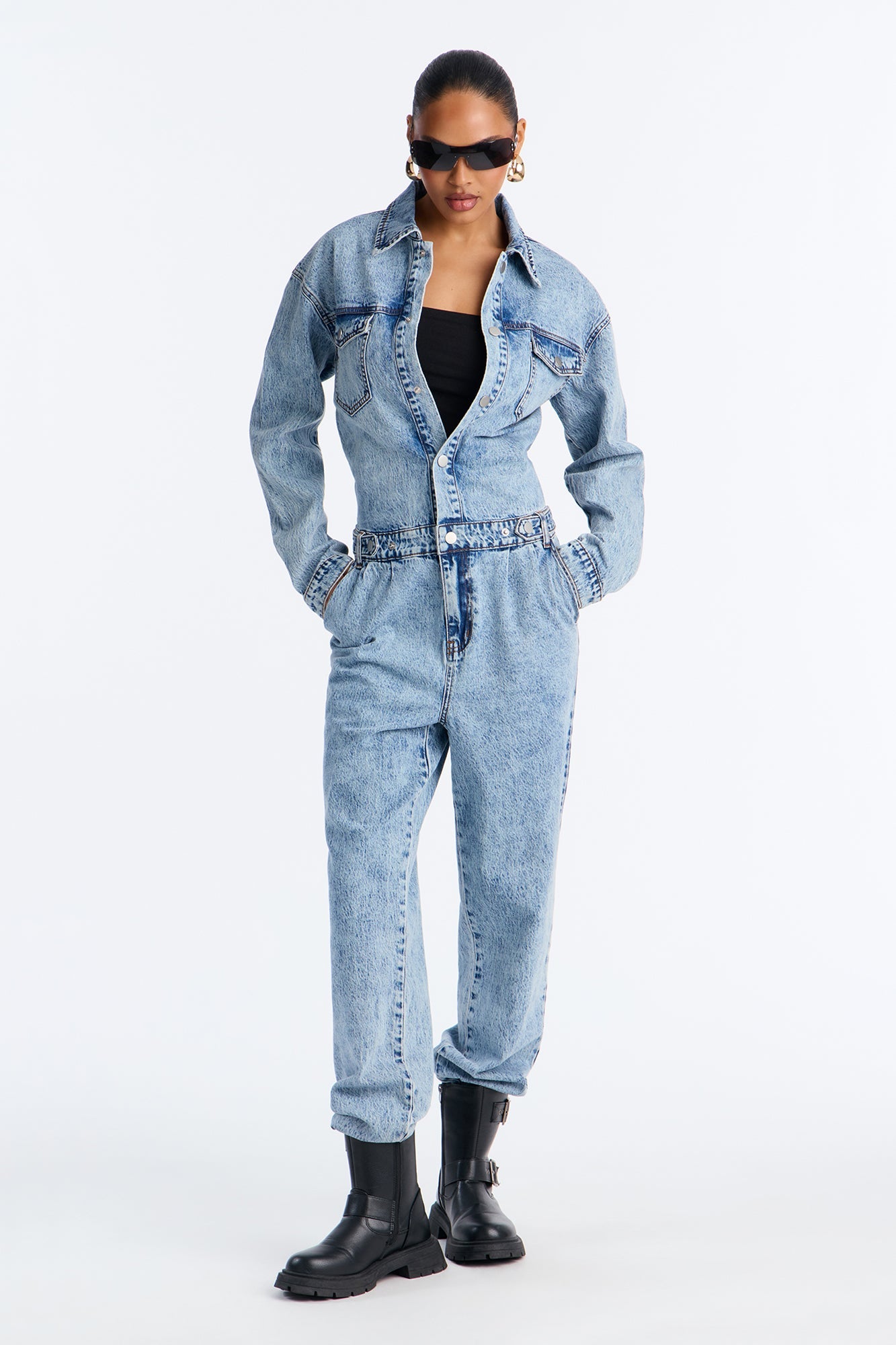 Samara Washed Denim Jumpsuit - Light Wash