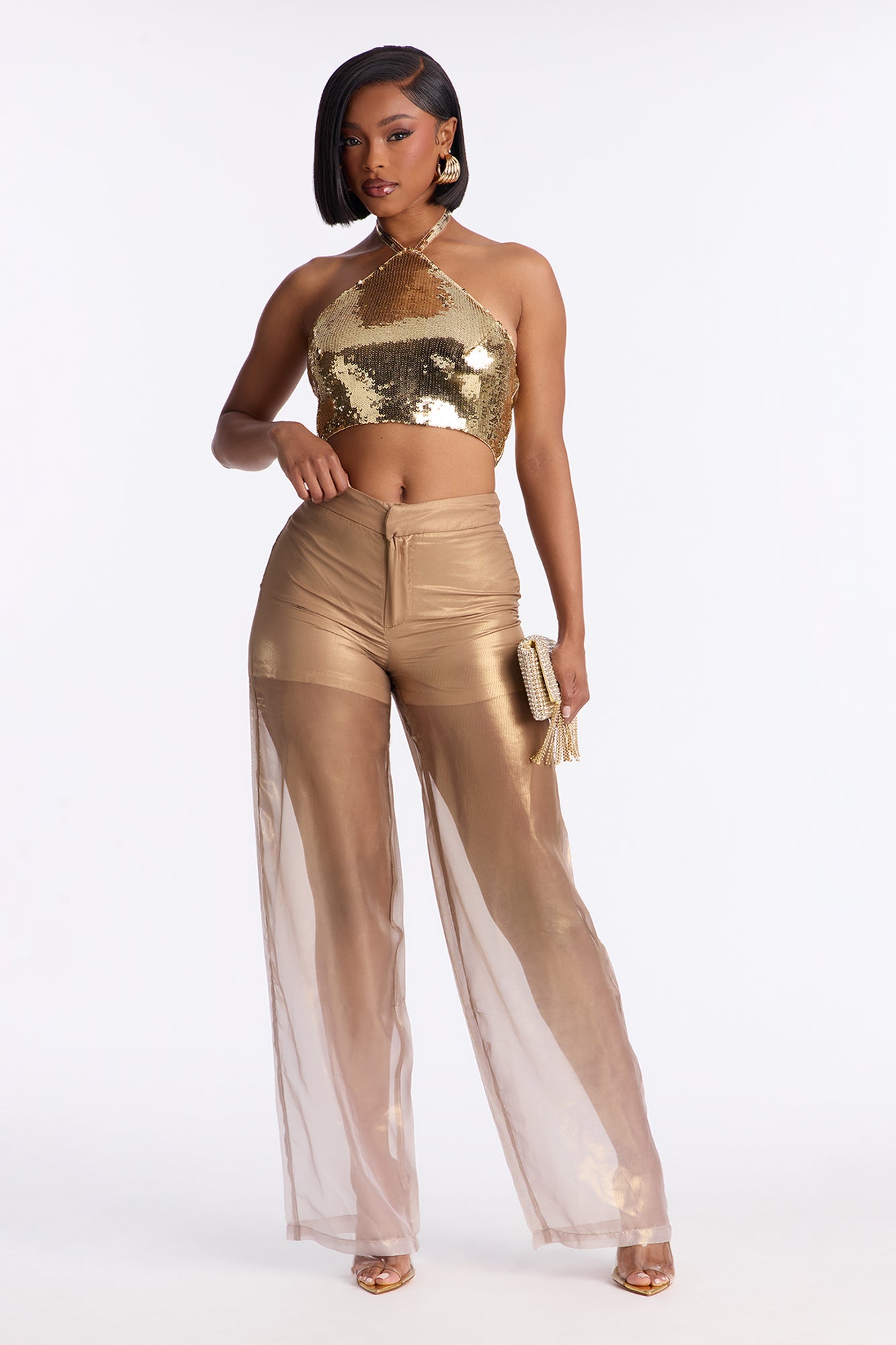 Tanalee Chiffon Ombre Wide Leg Pant 33 - Gold