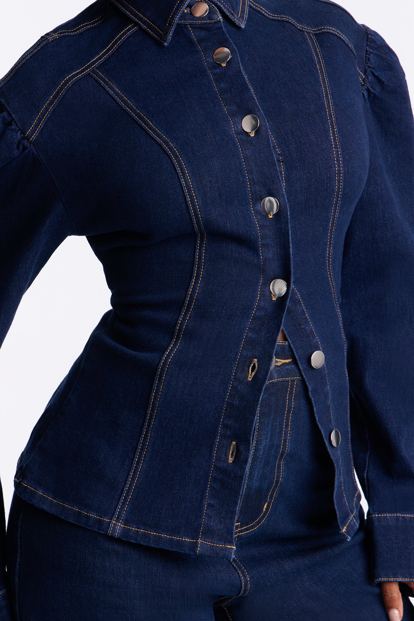 Bold Moves Denim Wide Leg Pant Set - Dark Wash