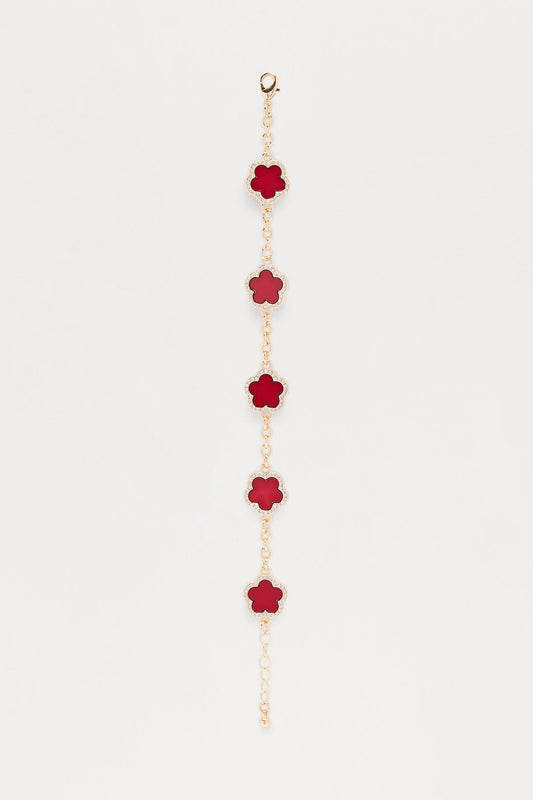 My Clover Chain Bracelet - Burgundy/combo