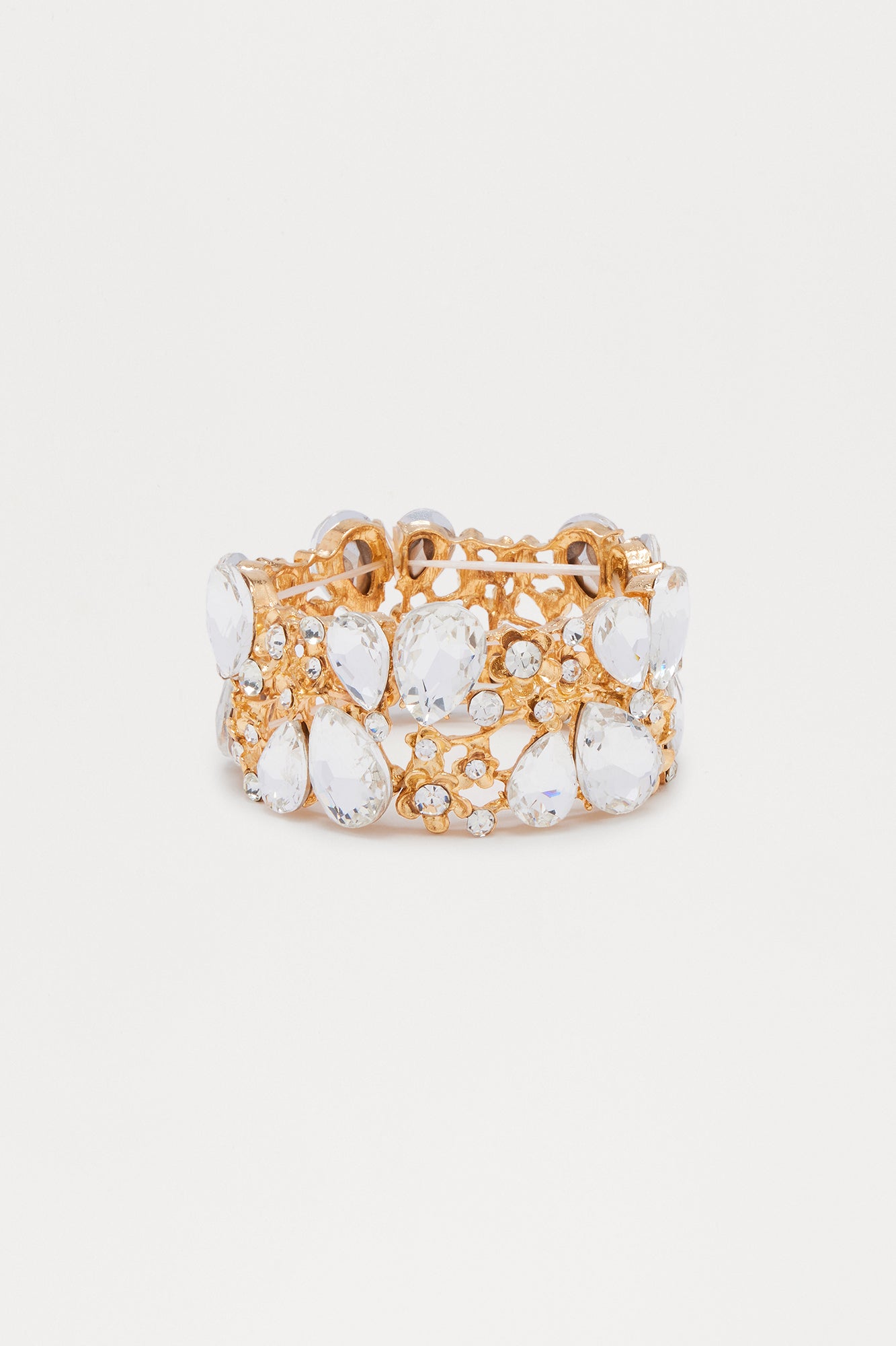 Luminous Lily Rhinestone Bracelet - Gold