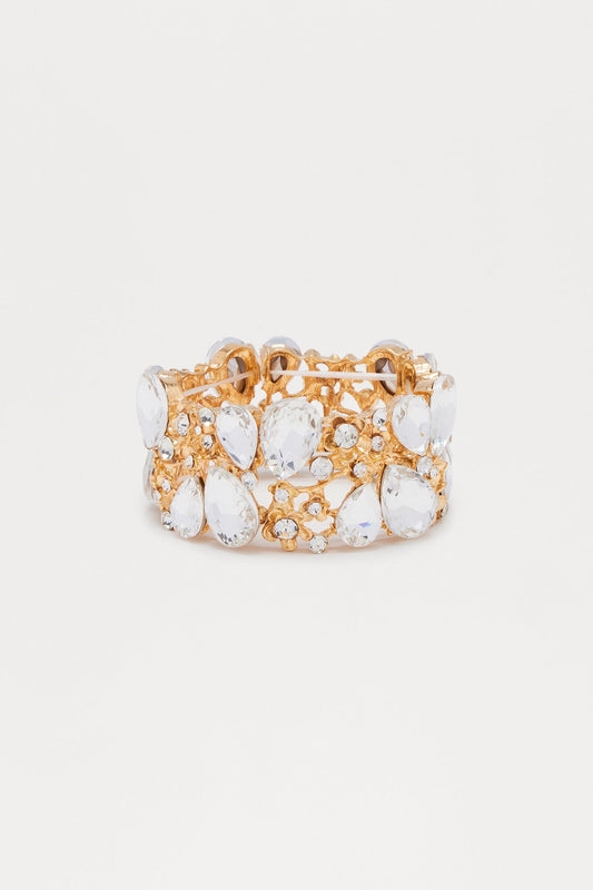 Luminous Lily Rhinestone Bracelet - Gold