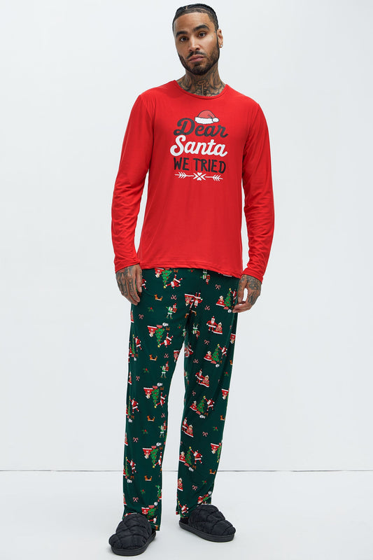 Dear Santa We Tried Holiday PJ Set - Black/combo