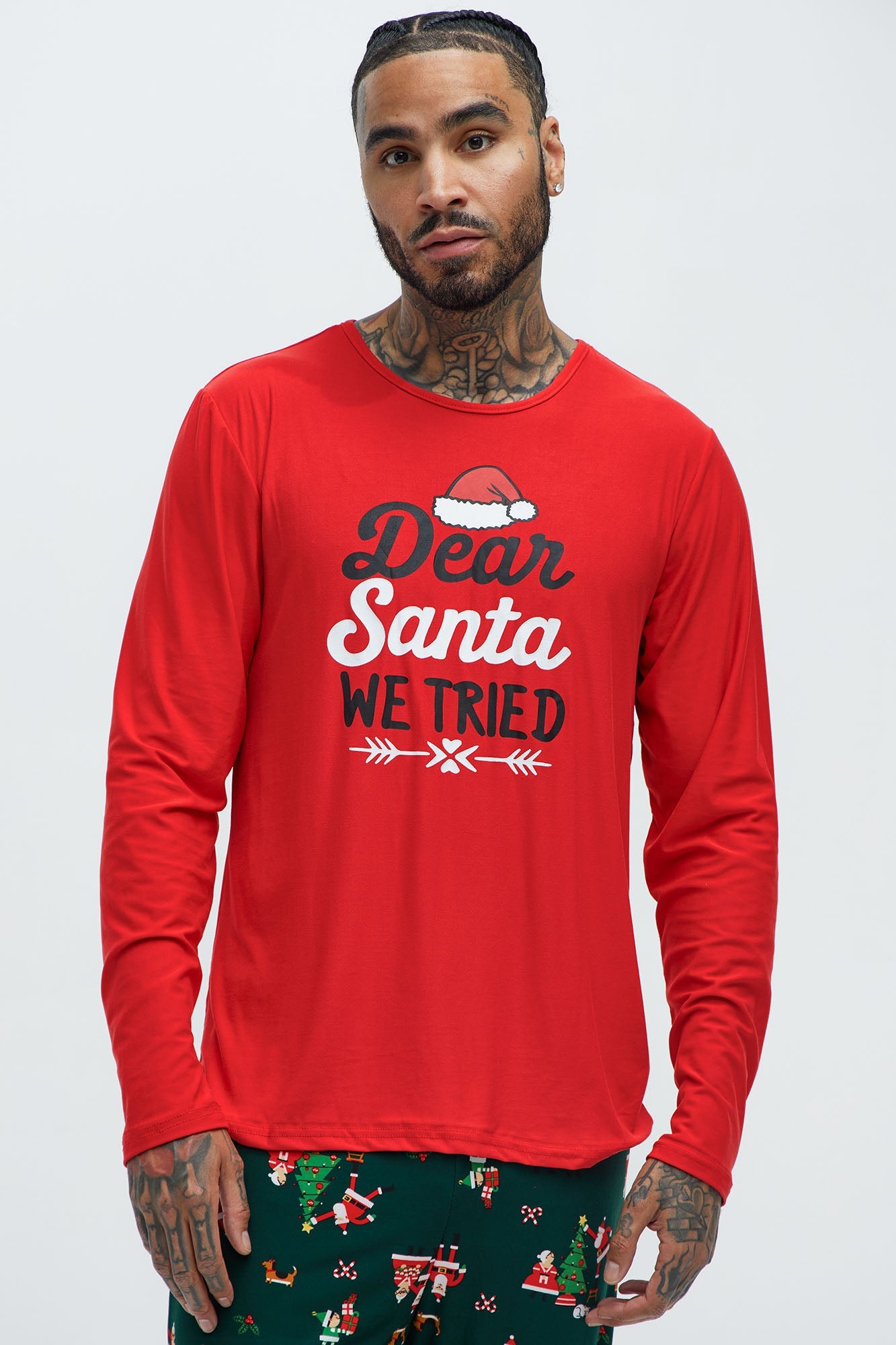 Dear Santa We Tried Holiday PJ Set - Black/combo