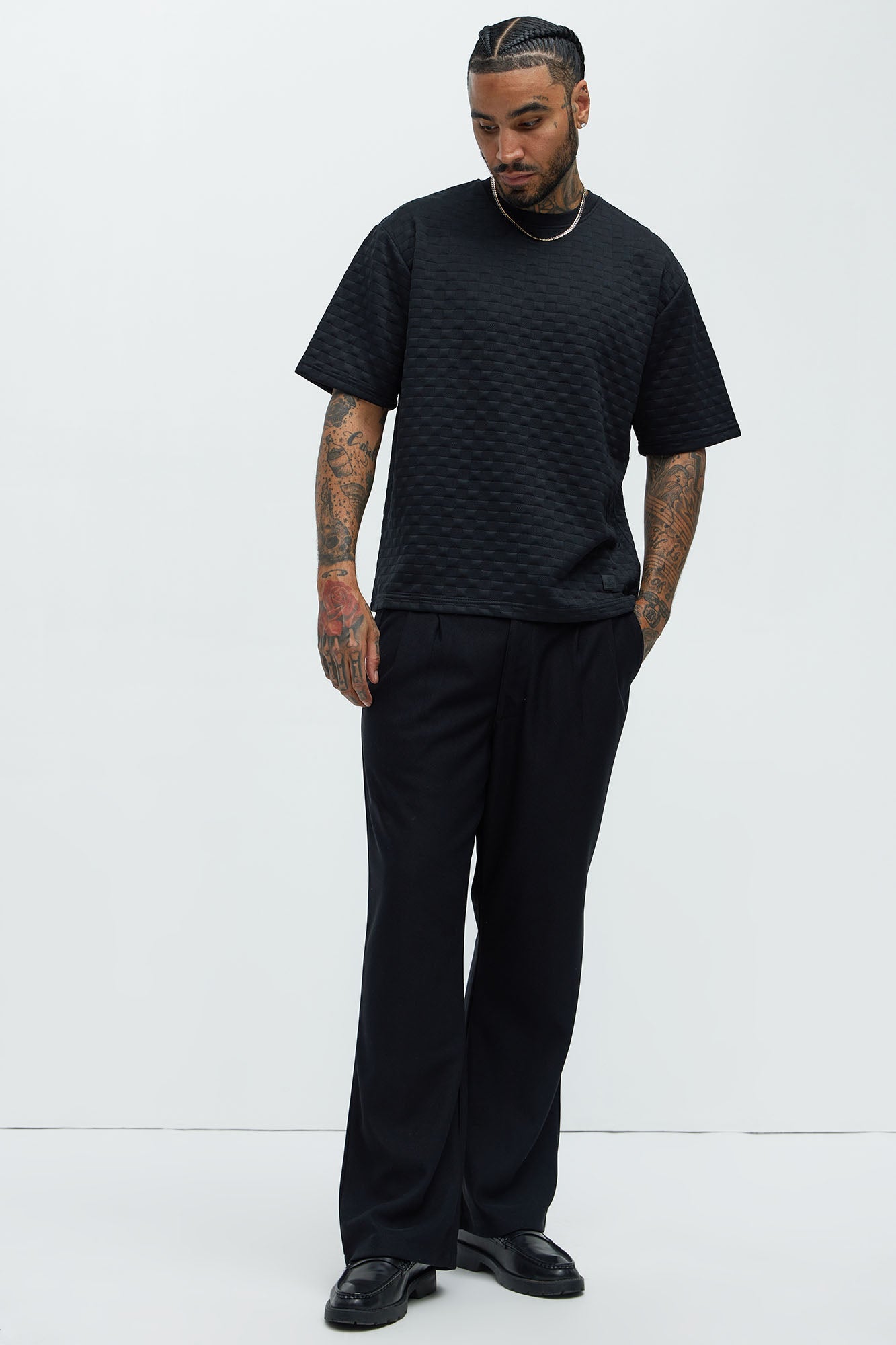 Check Mate Textured Tee - Black
