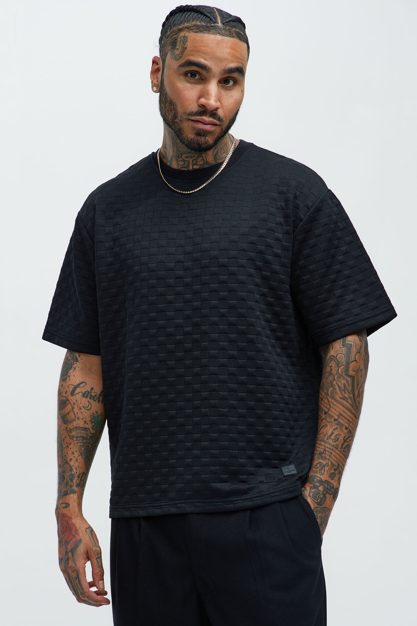 Check Mate Textured Tee - Black