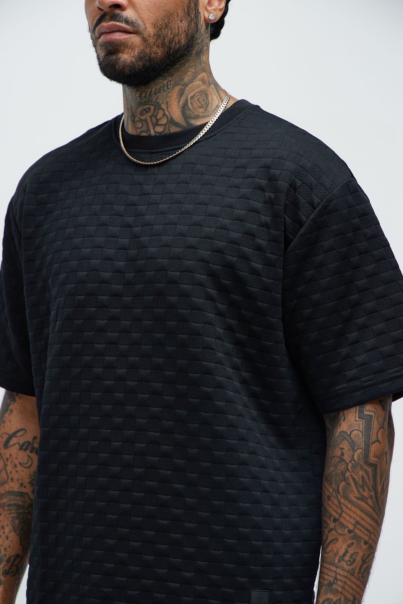 Check Mate Textured Tee - Black