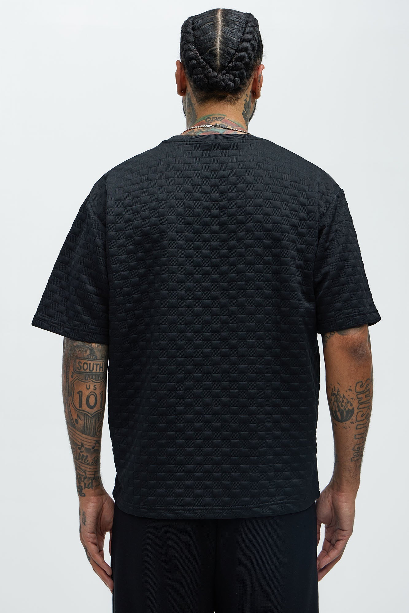 Check Mate Textured Tee - Black