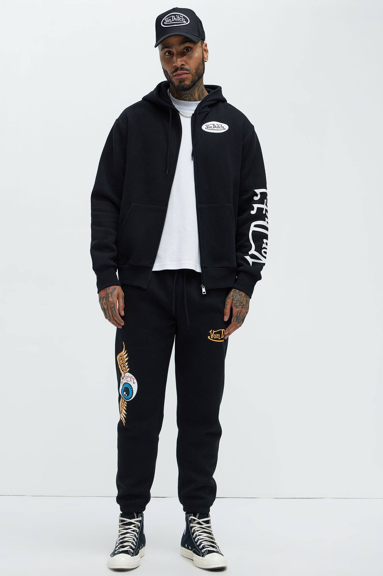 Von Dutch Gold Wings Hoodie - Black