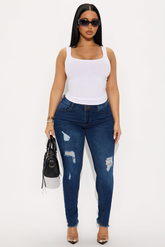 Beverly Drive Ripped Skinny Jeans - Dark Wash