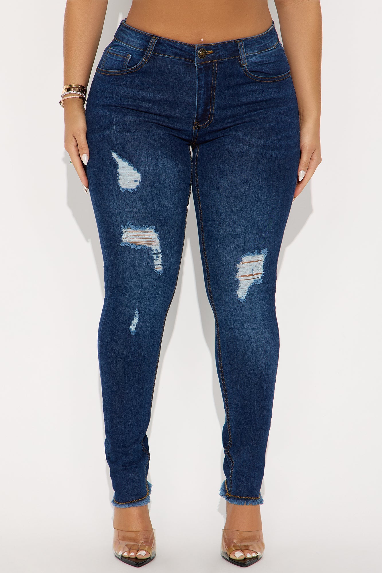 Beverly Drive Ripped Skinny Jeans - Dark Wash