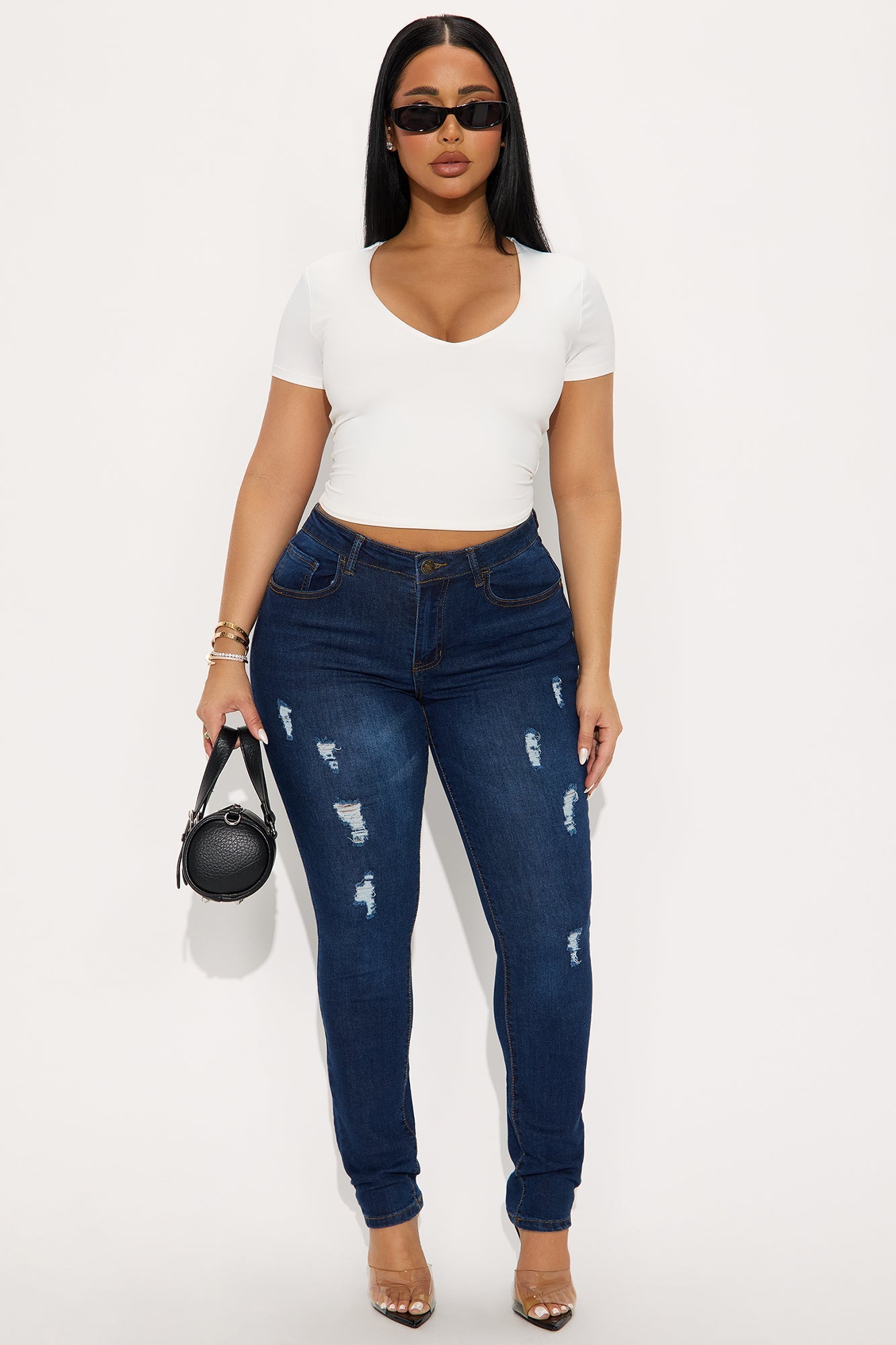 Mulholland Ripped Skinny Jeans - Dark Wash