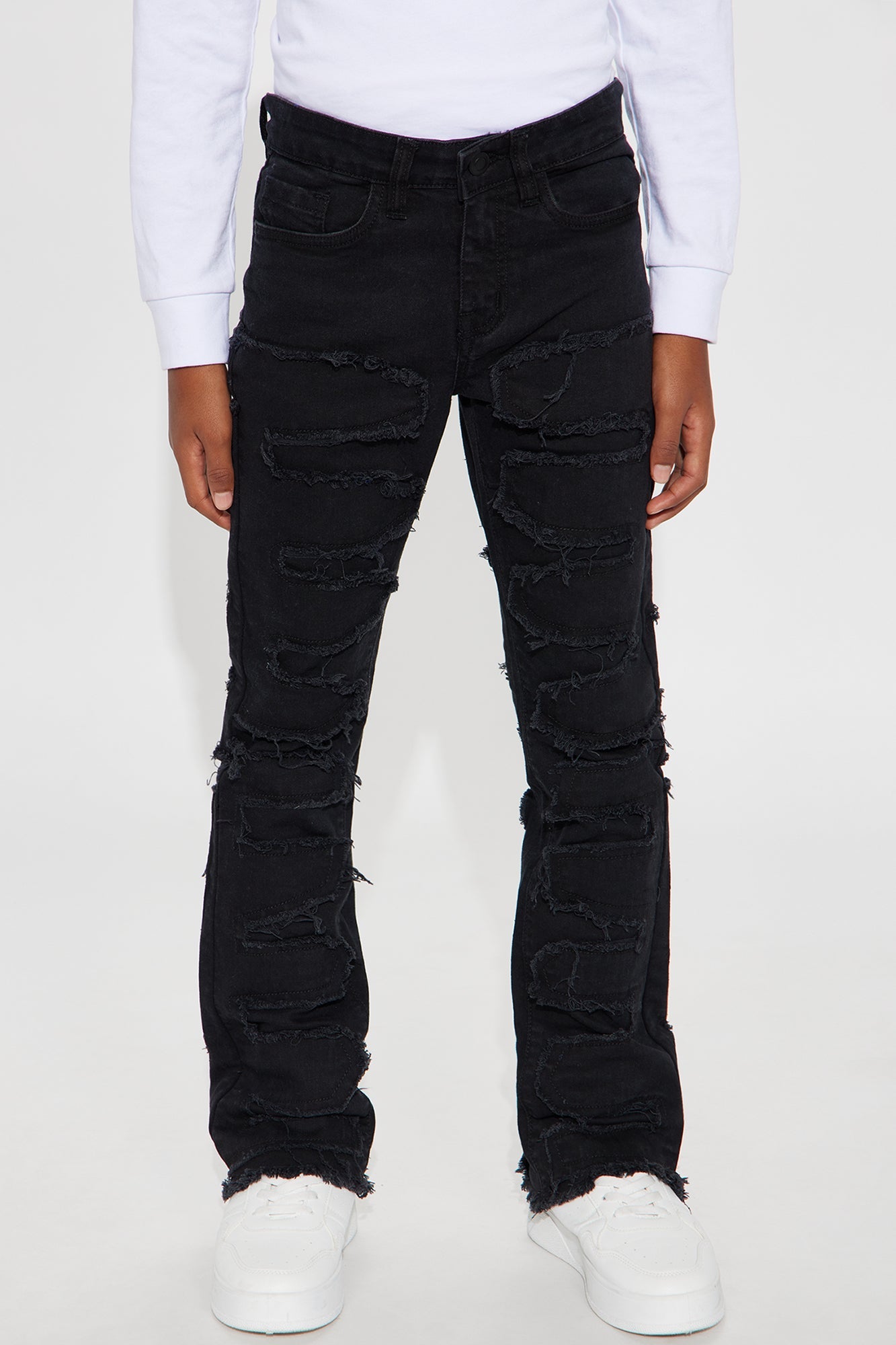 Mini On The Move Frayed Skinny Flare Jeans - Black Wash