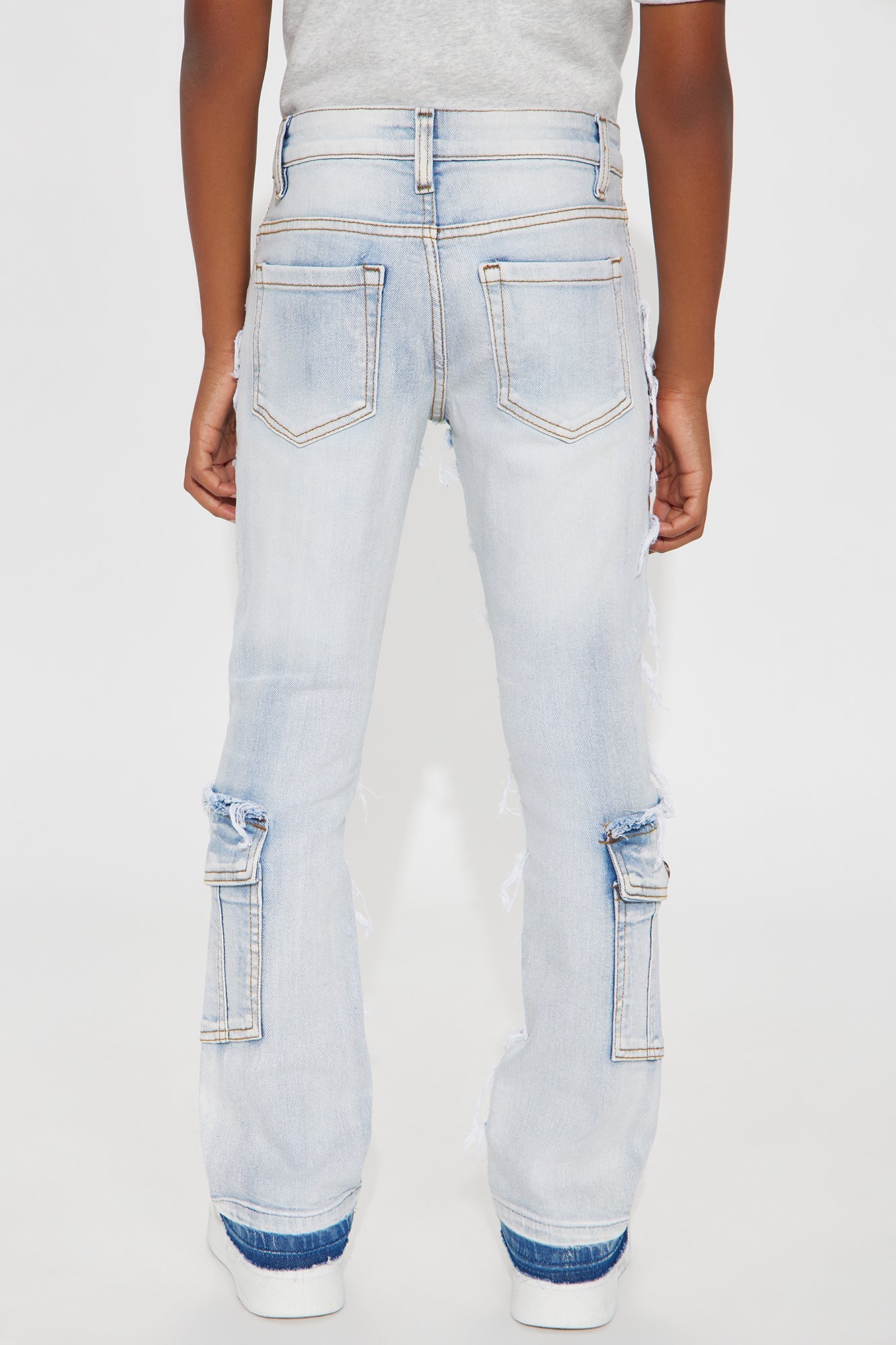 Mini He's Determined Frayed Skinny Flare Jeans - Light Wash