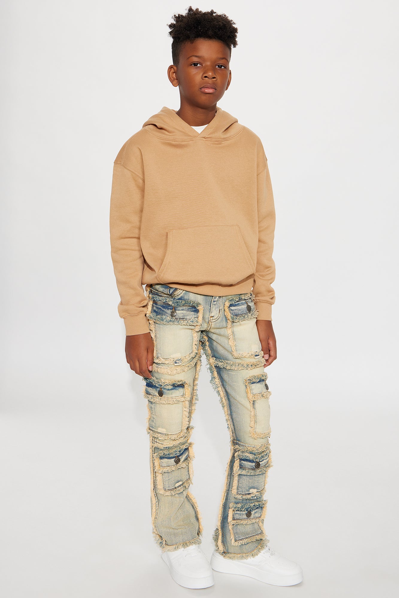 Mini Let Them Know Frayed Skinny Flare Jeans - Light Wash