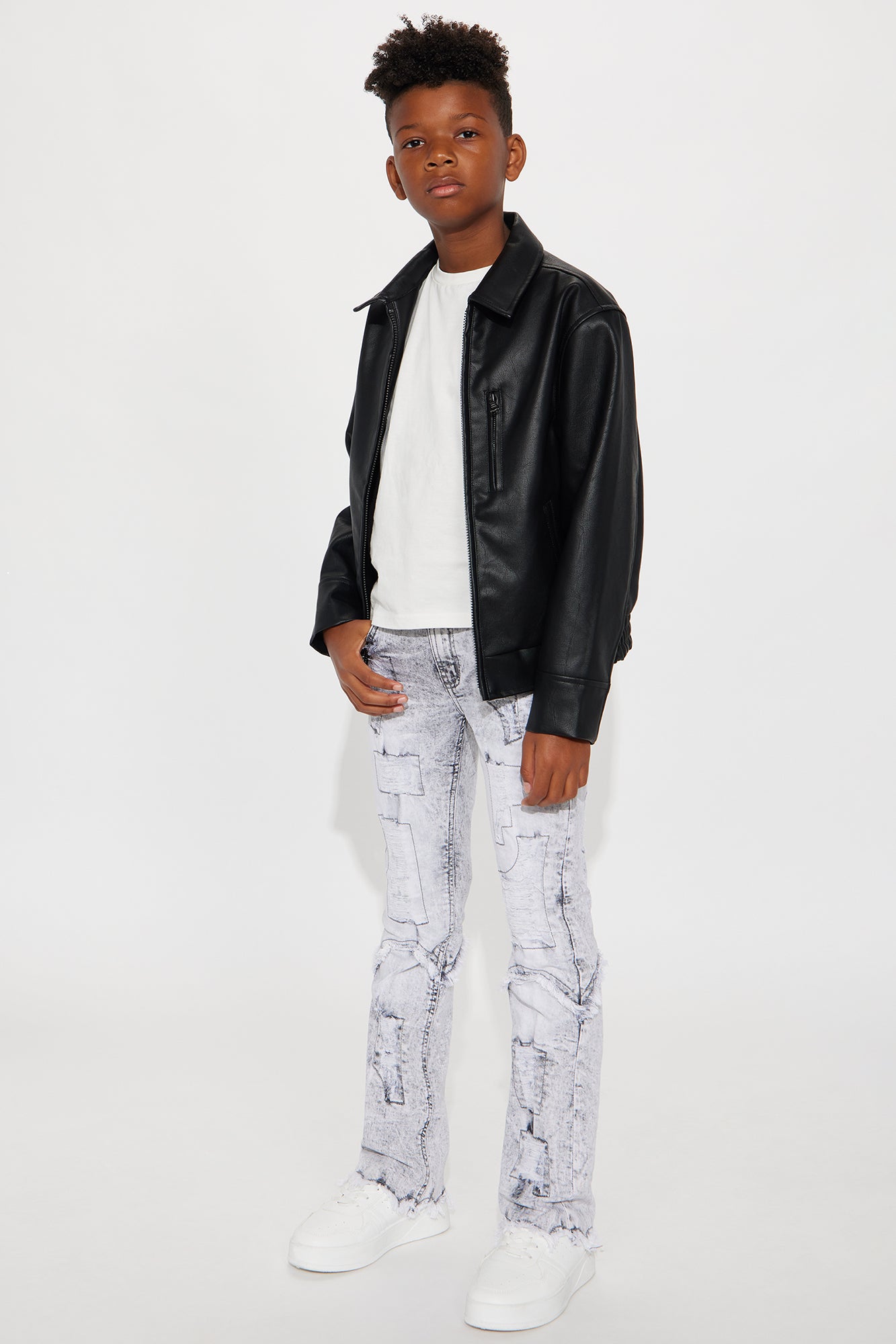 Mini Always Achieving Distressed Skinny Flare Jeans - Grey