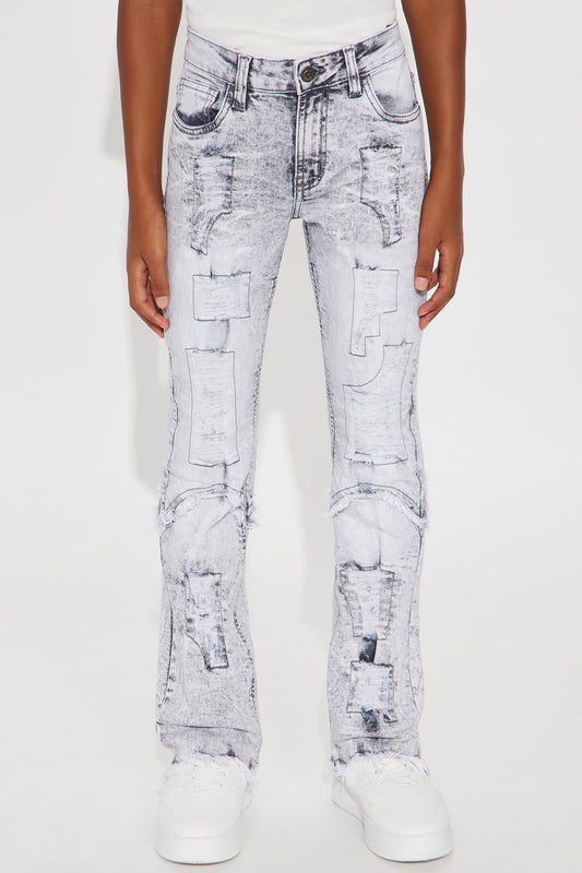 Mini Always Achieving Distressed Skinny Flare Jeans - Grey