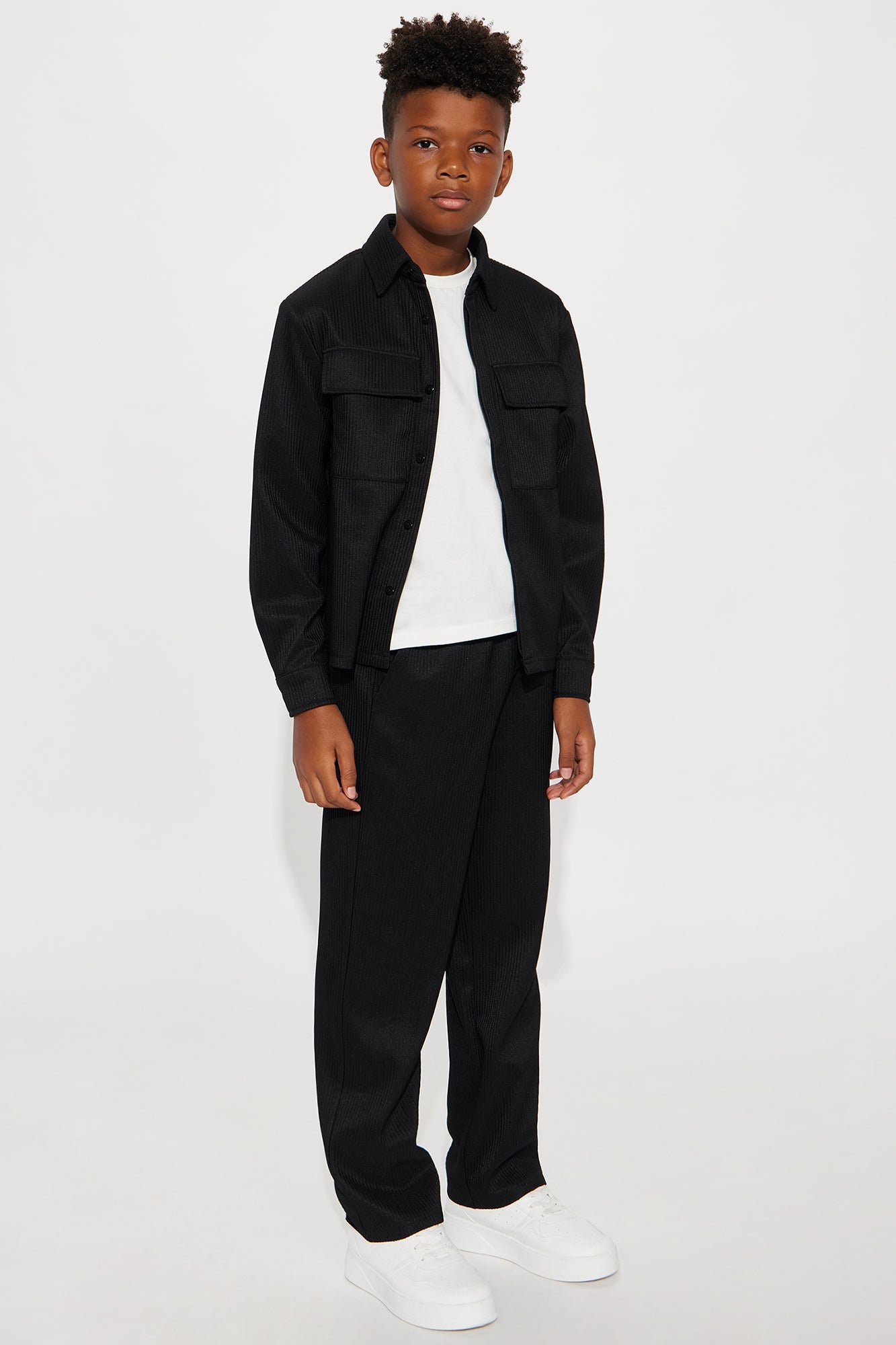 Mini Show Up Long Sleeve Button Up Shirt - Black