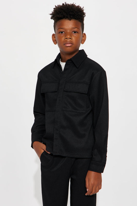 Mini Show Up Long Sleeve Button Up Shirt - Black