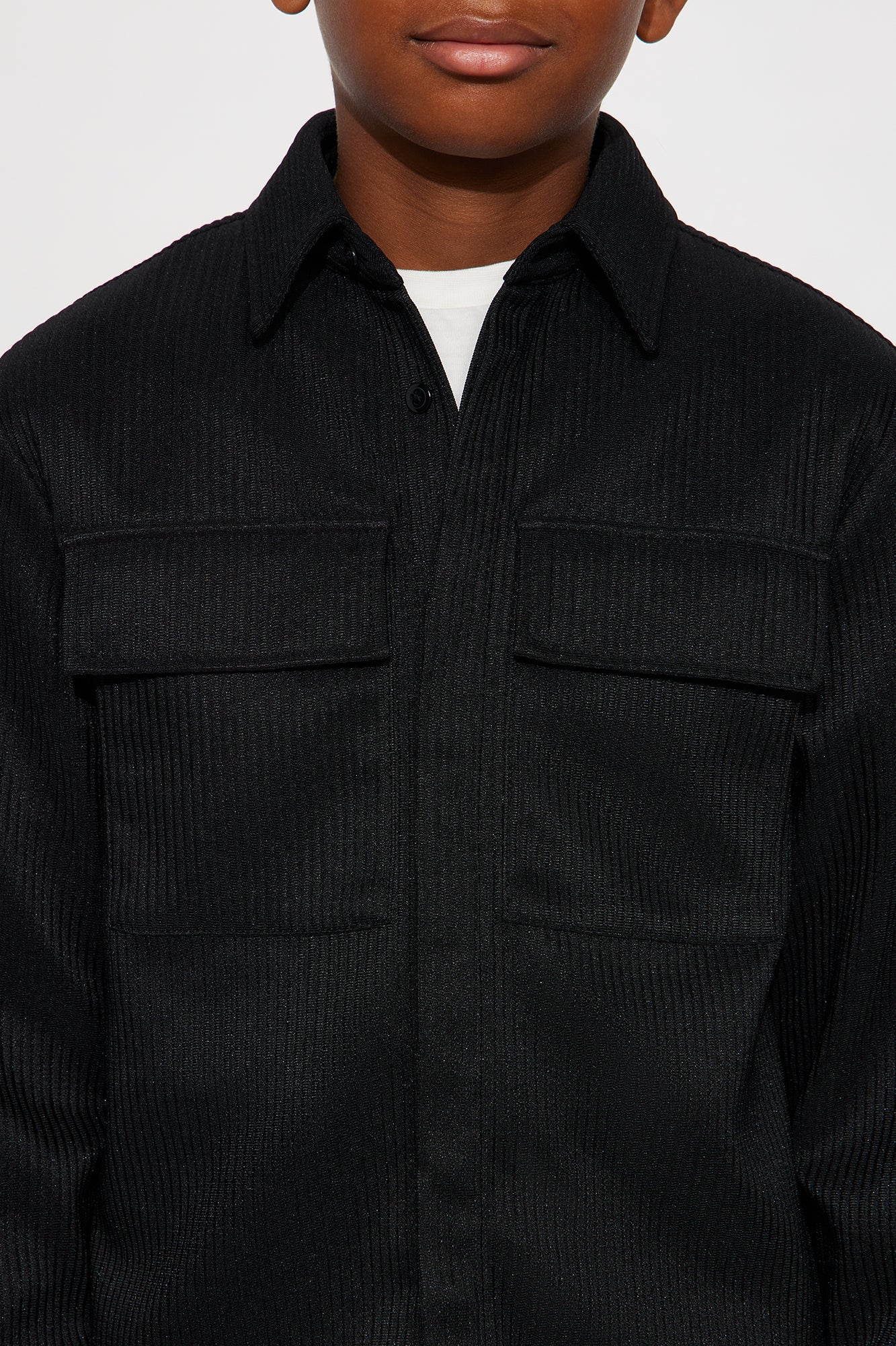 Mini Show Up Long Sleeve Button Up Shirt - Black