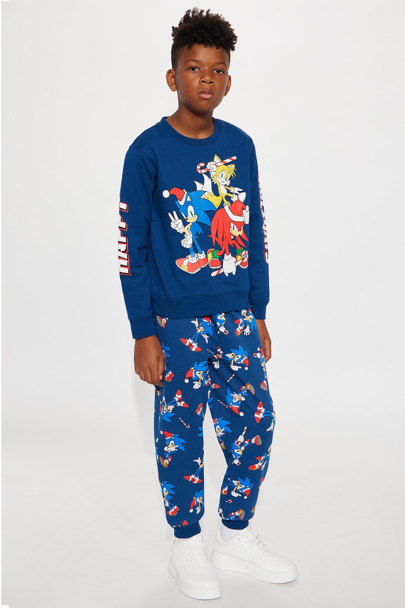 Mini Sonic And Friends Happy Holidays Jogger Pant Set - Navy