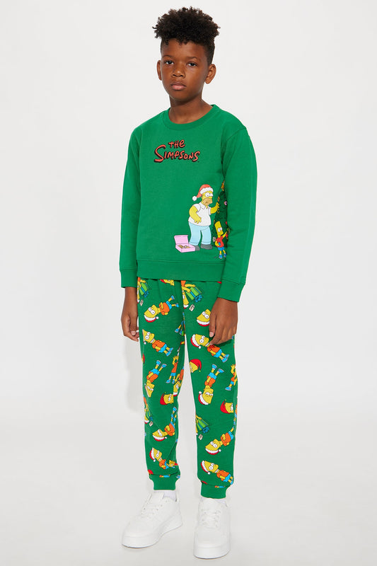 Mini The Simpsons Merry Christmas Jogger Pant Set - Green