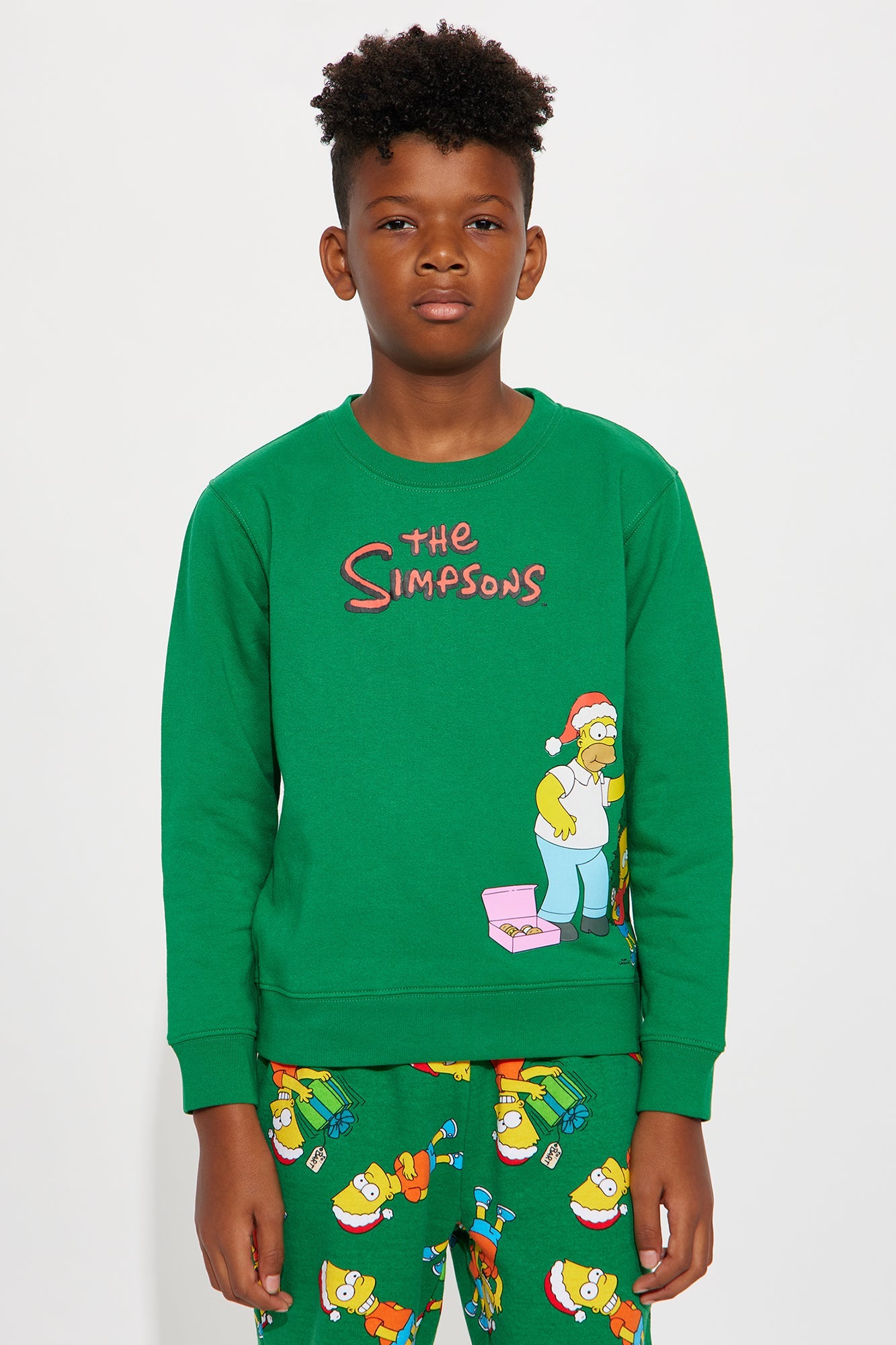Mini The Simpsons Merry Christmas Jogger Pant Set - Green