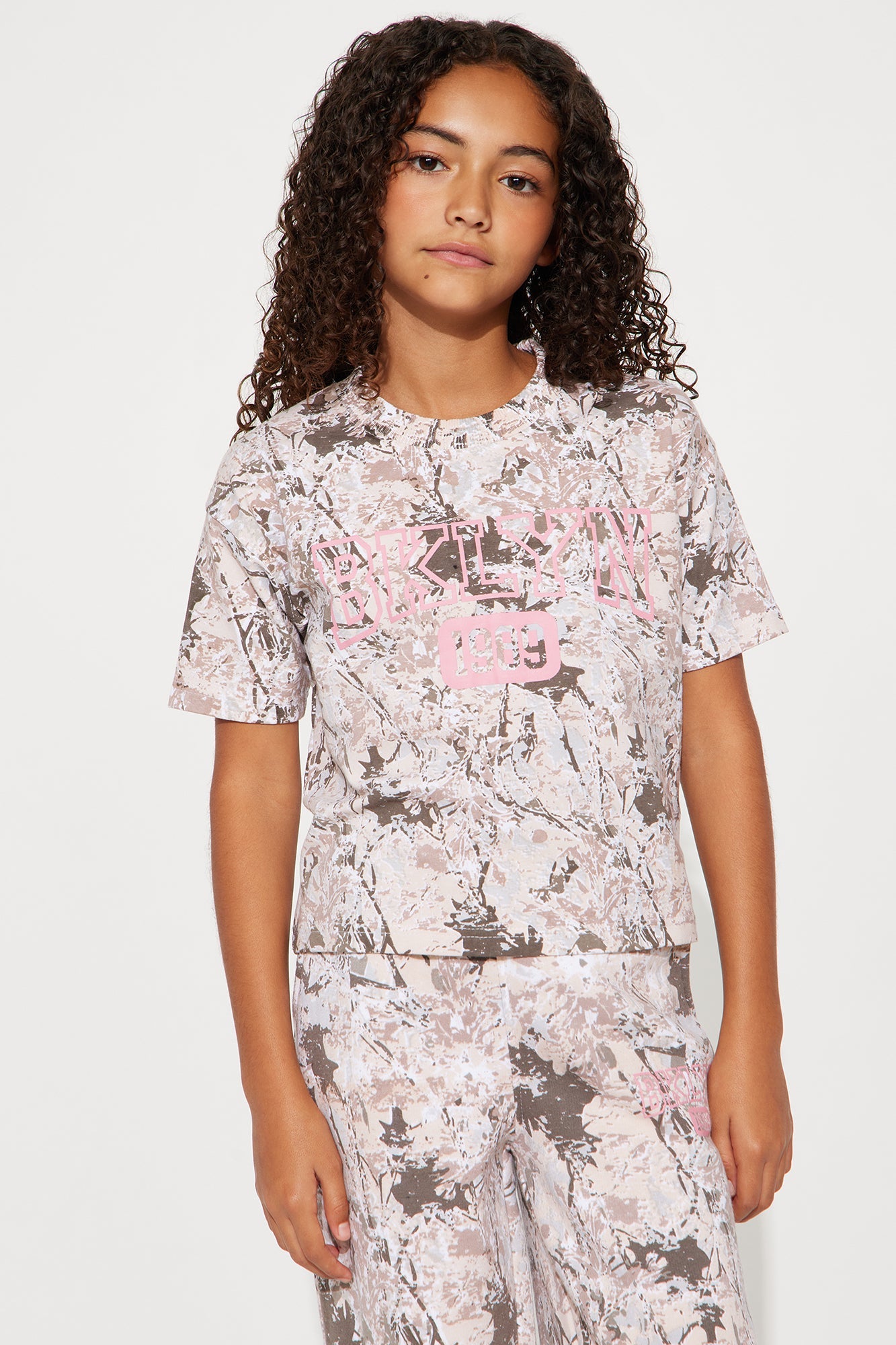 Mini Brooklyn 1989 Camo Fleece Pant Set - Taupe/combo