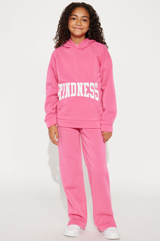 Mini Setting Intentions Fleece Sweatsuit Set - Pink