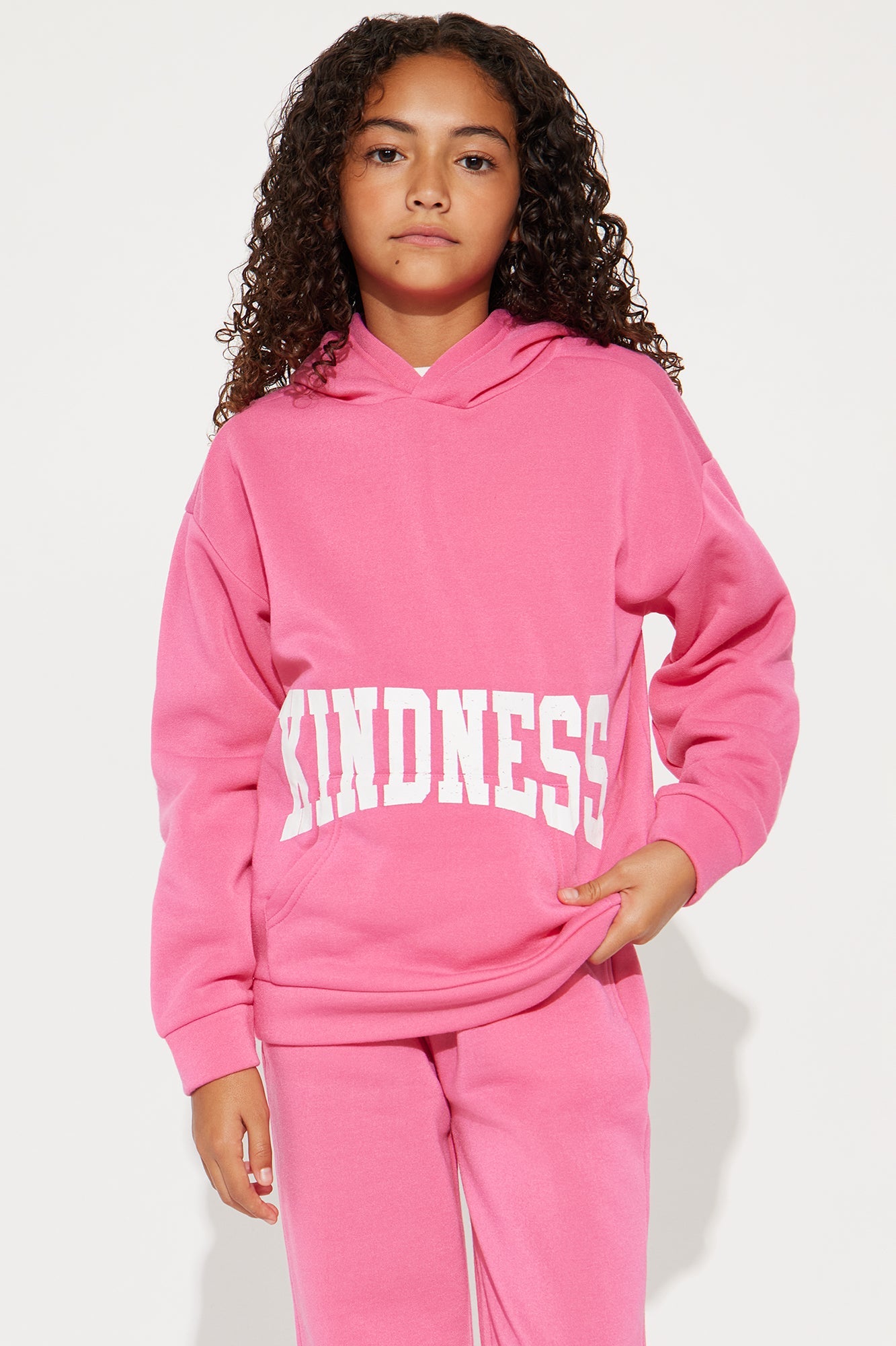 Mini Setting Intentions Fleece Sweatsuit Set - Pink