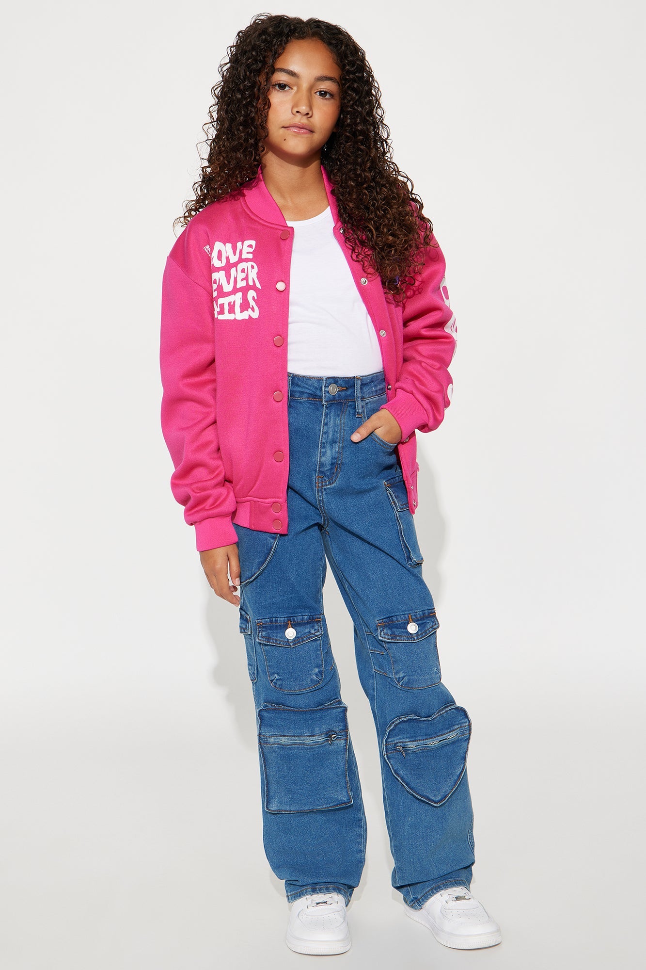 Mini Lily Loves You Cargo Jeans - Dark Wash