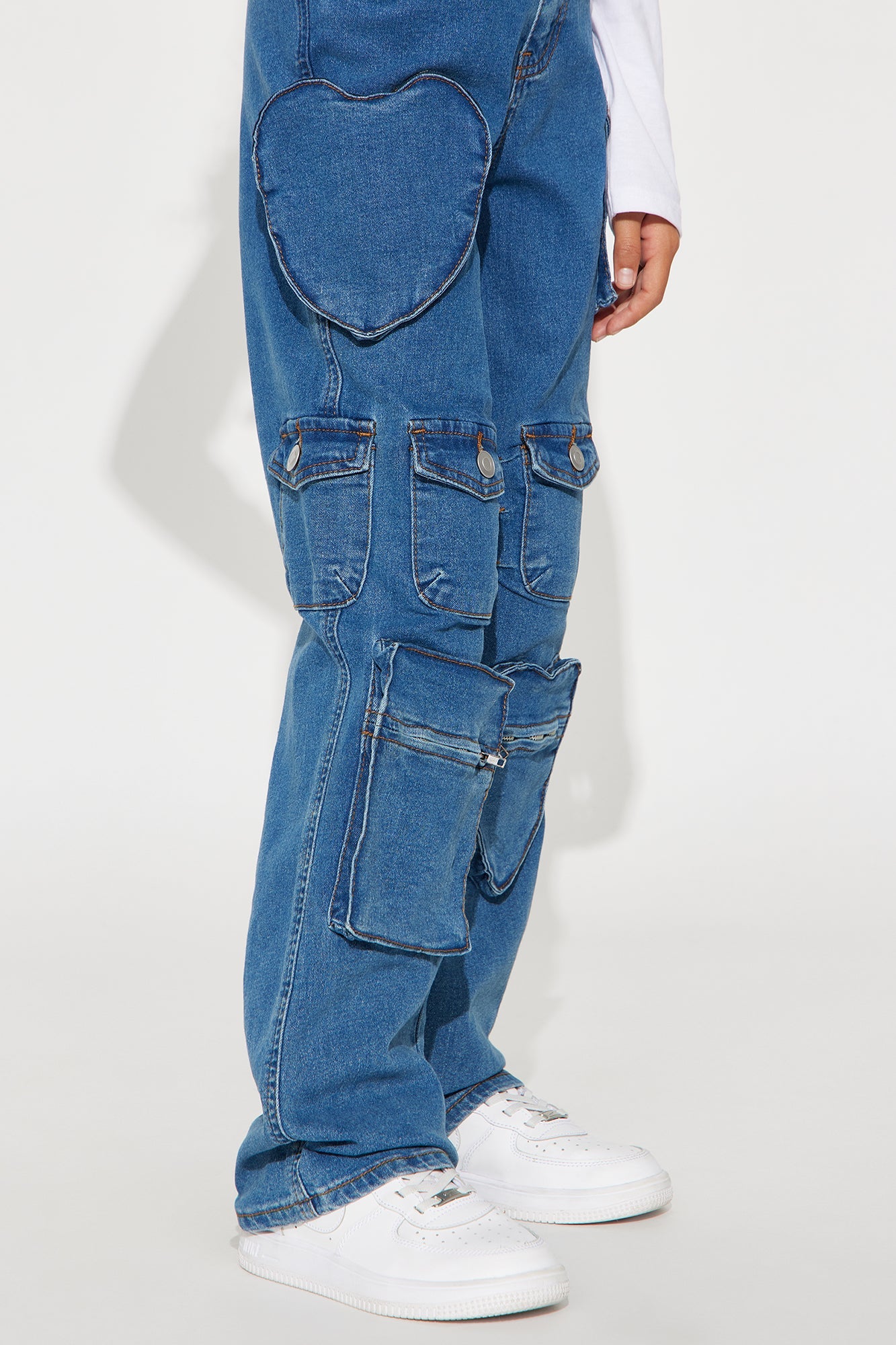 Mini Lily Loves You Cargo Jeans - Dark Wash