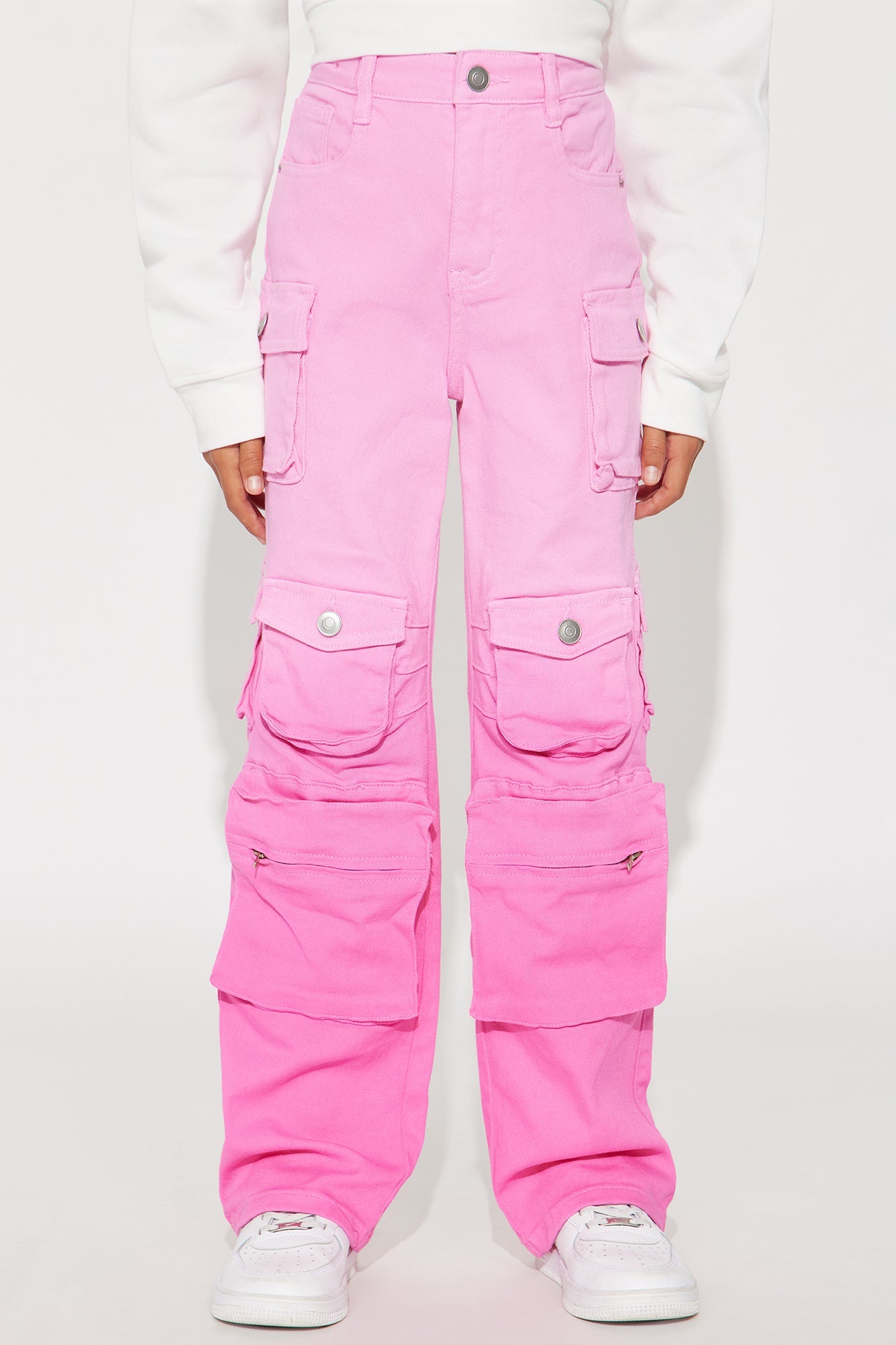 Mini Lily High Rise Cargo Jeans - Pink/combo