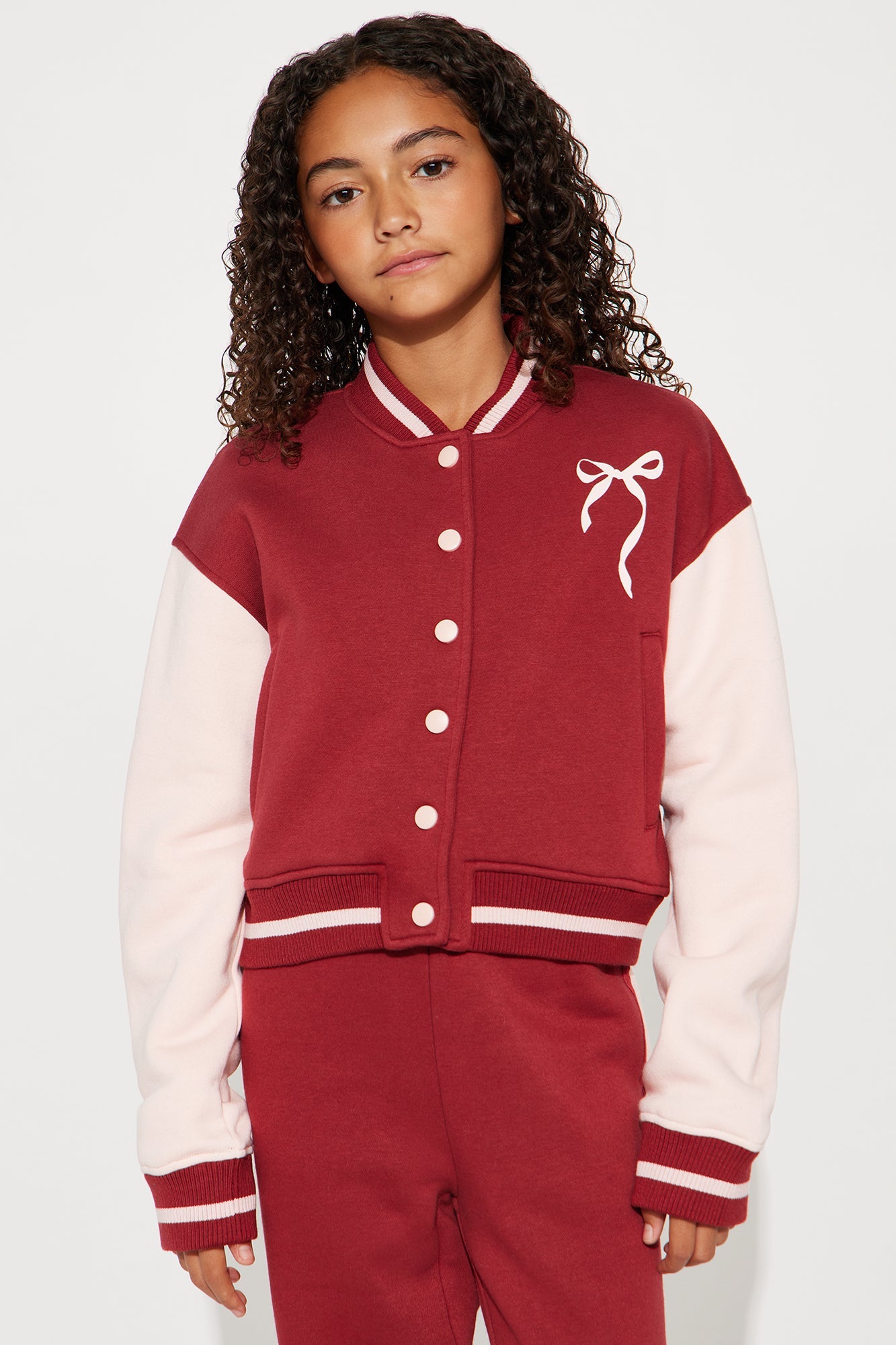 Mini Pretty Vibes Wide Leg Pant Set - Burgundy