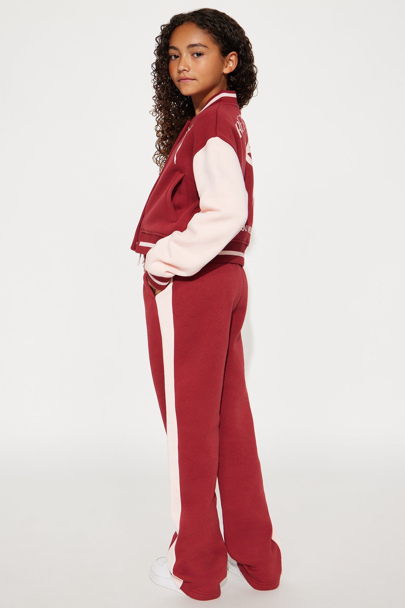 Mini Pretty Vibes Wide Leg Pant Set - Burgundy