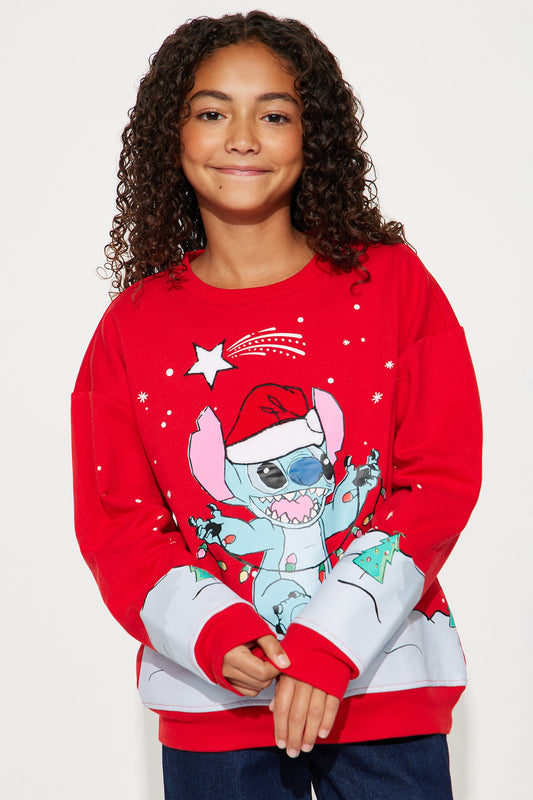 Mini Stitch Playing In The Snow Sweater - Red