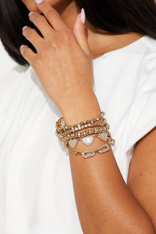 Love Linked 5 Piece Bracelet Set - Gold