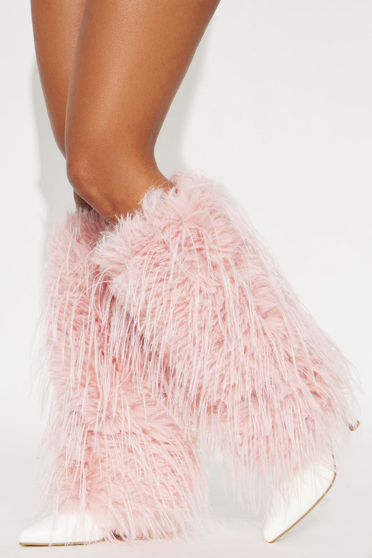 Warm Whirls Faux Fur Legwarmers - Pink