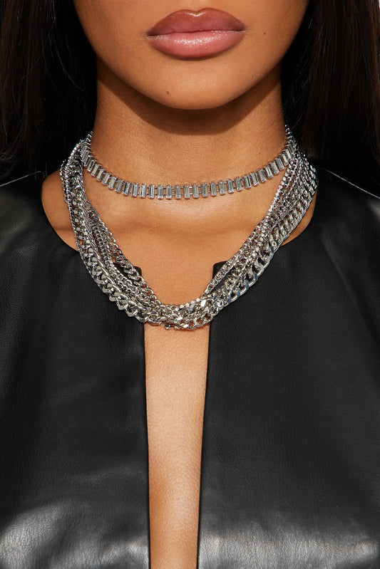 Outta My Mind Layered Necklace - Silver